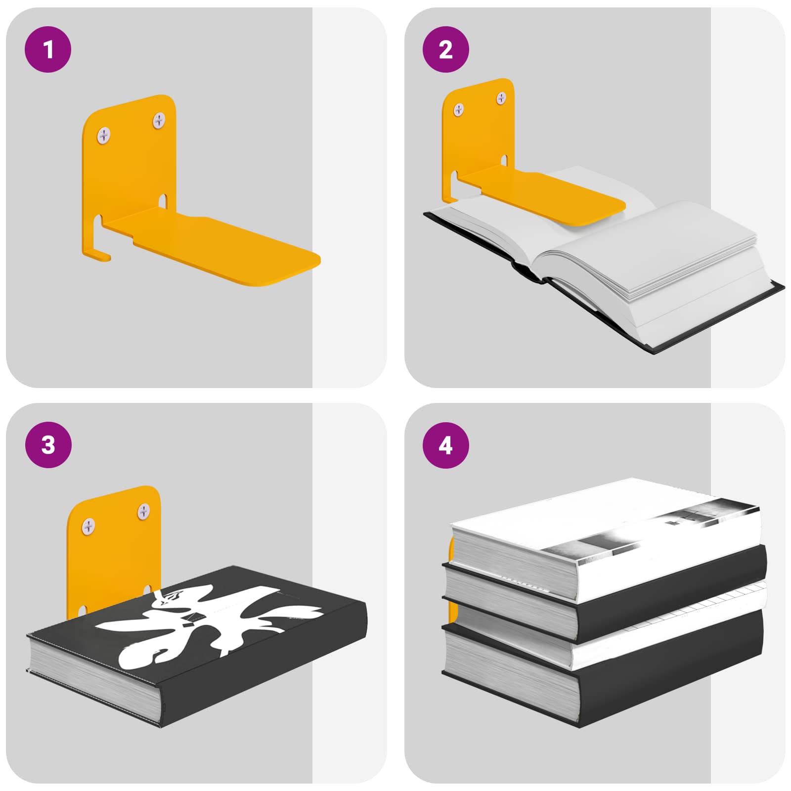 Lebdeća polica s policom Zidne 8 pcs Žuta 6 x 10,8 x 6,6 cm