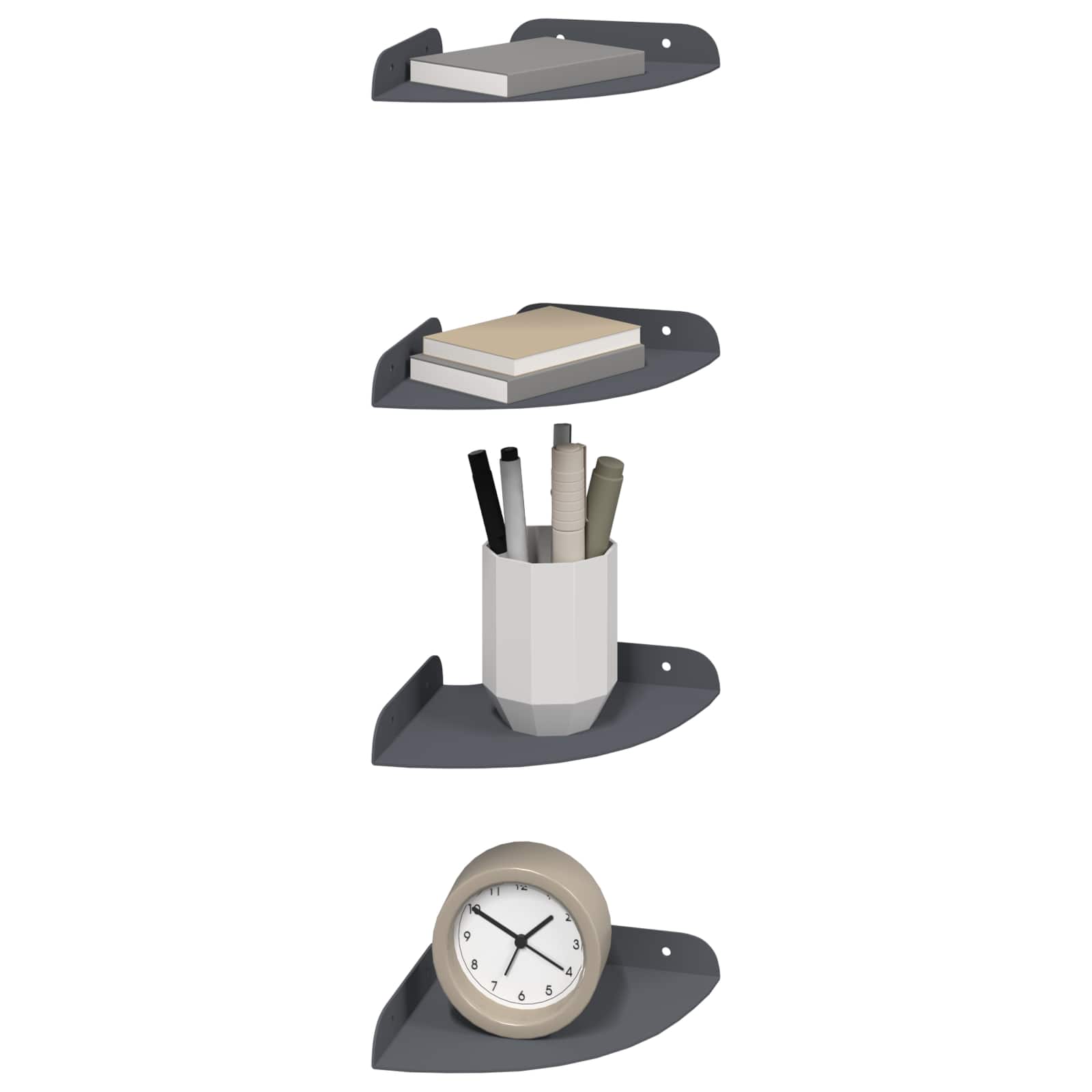 Lebdeća polica s policom 4 pcs Antracit 15 x 15 x 2 cm
