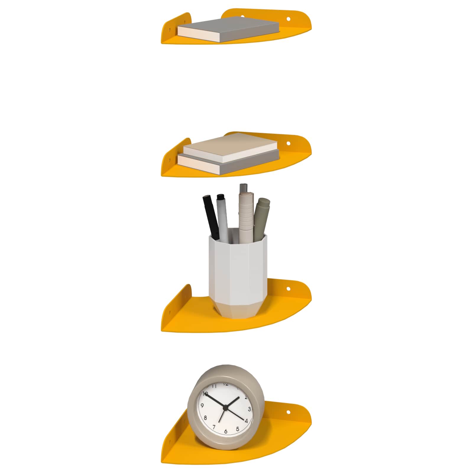 Lebdeća polica s policom s pohranom 4 pcs Žuta 15 x 15 x 2 cm
