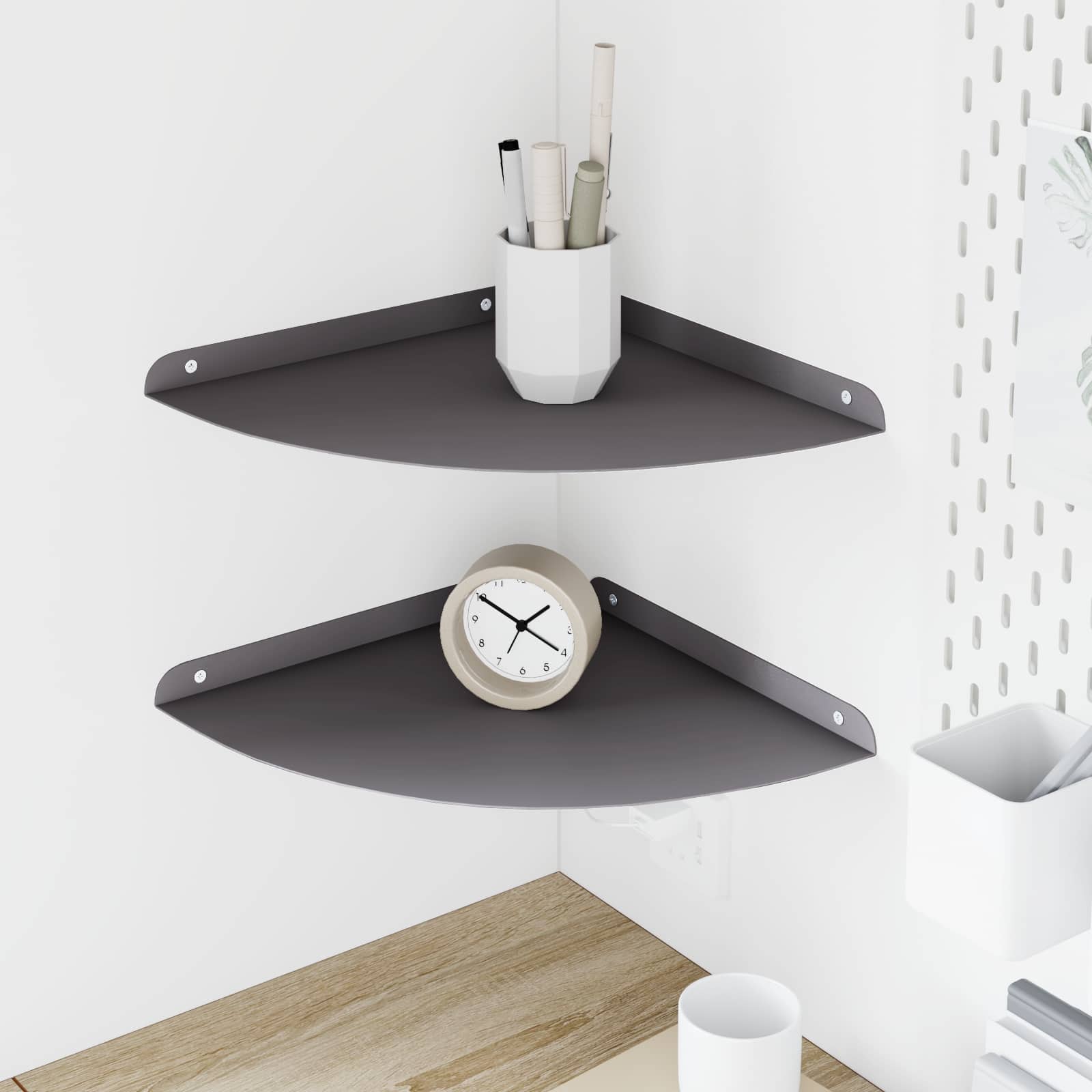 Kutna flota polica s policom 2 pcs Crna 30 x 30 x 2 cm