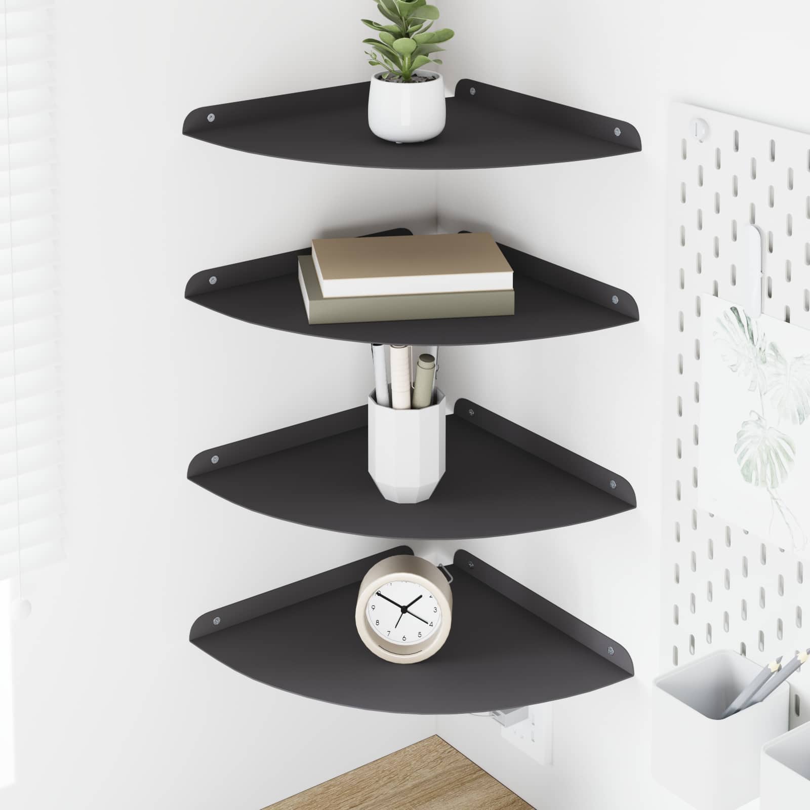 Lebdeća polica s policom s pohranom 4 pcs Crna 30 x 30 x 2 cm