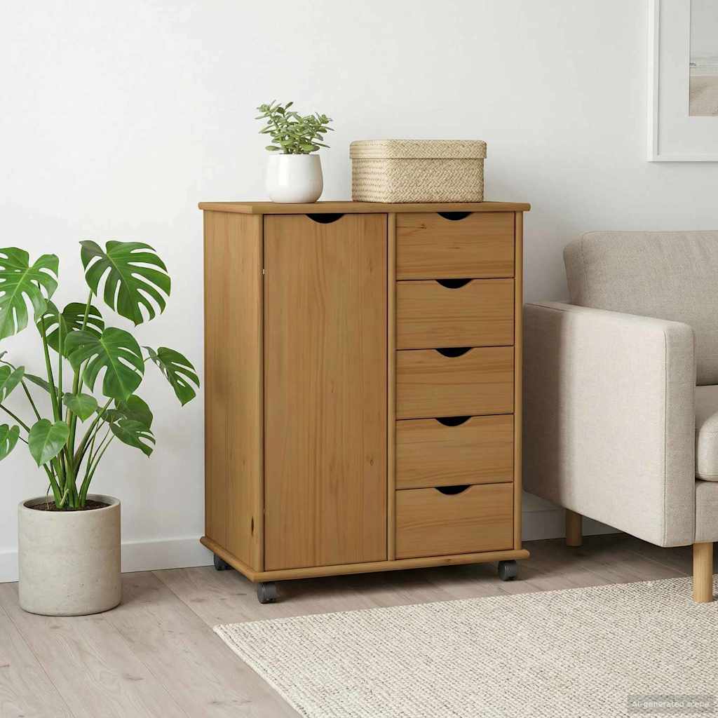 Mobilni ormar Medeno smeđa 63,5 x 39 x 79 cm Čvrsto borovo drvo