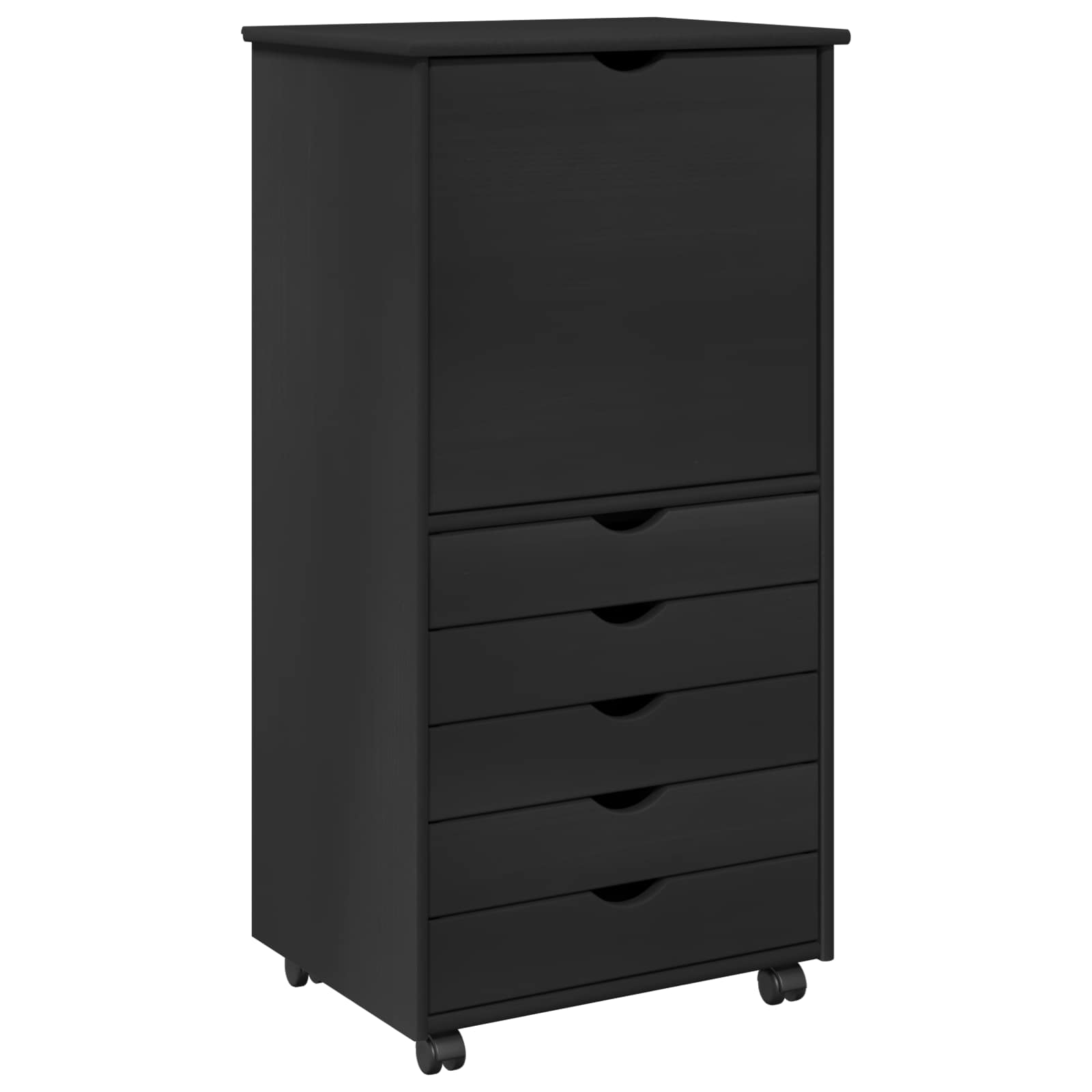 Mobilni ormar Crna 53 x 39 x 103 cm Čvrsto borovo drvo