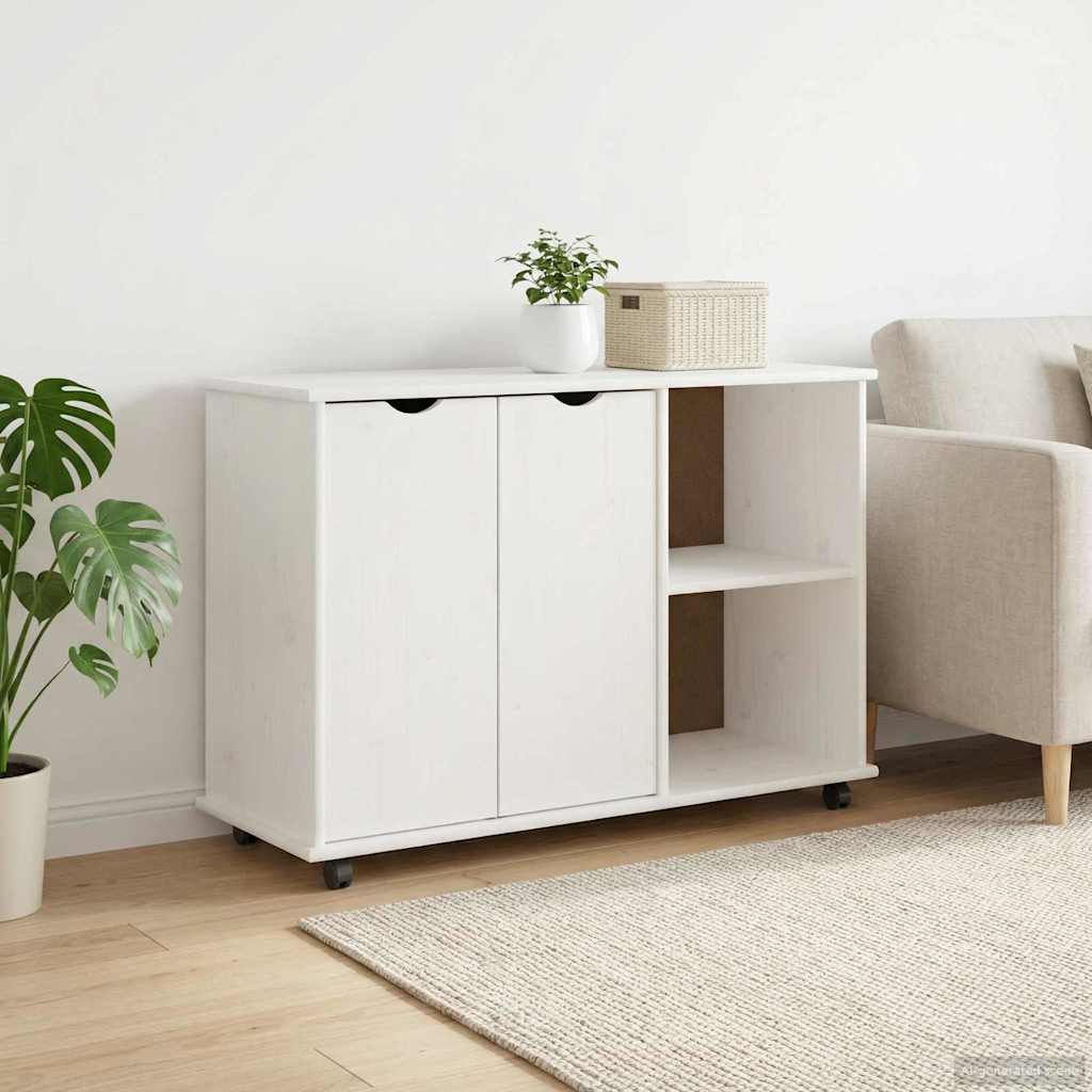 Mobilni ormar Bijelo 100 x 39 x 65,5 cm Čvrsto borovo drvo