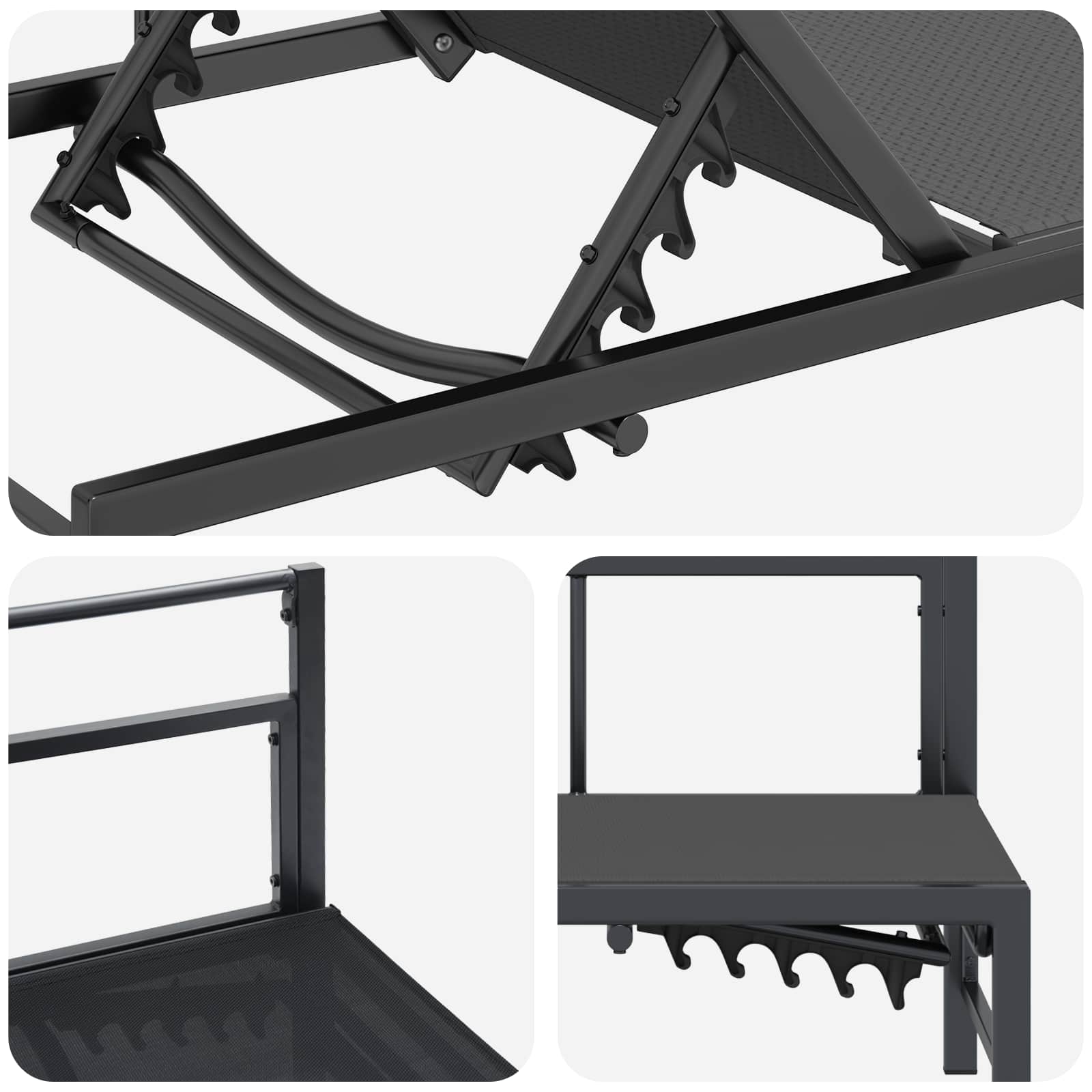 Ležaljka Crna 200 x 62 x 59,5 cm Tekstilen