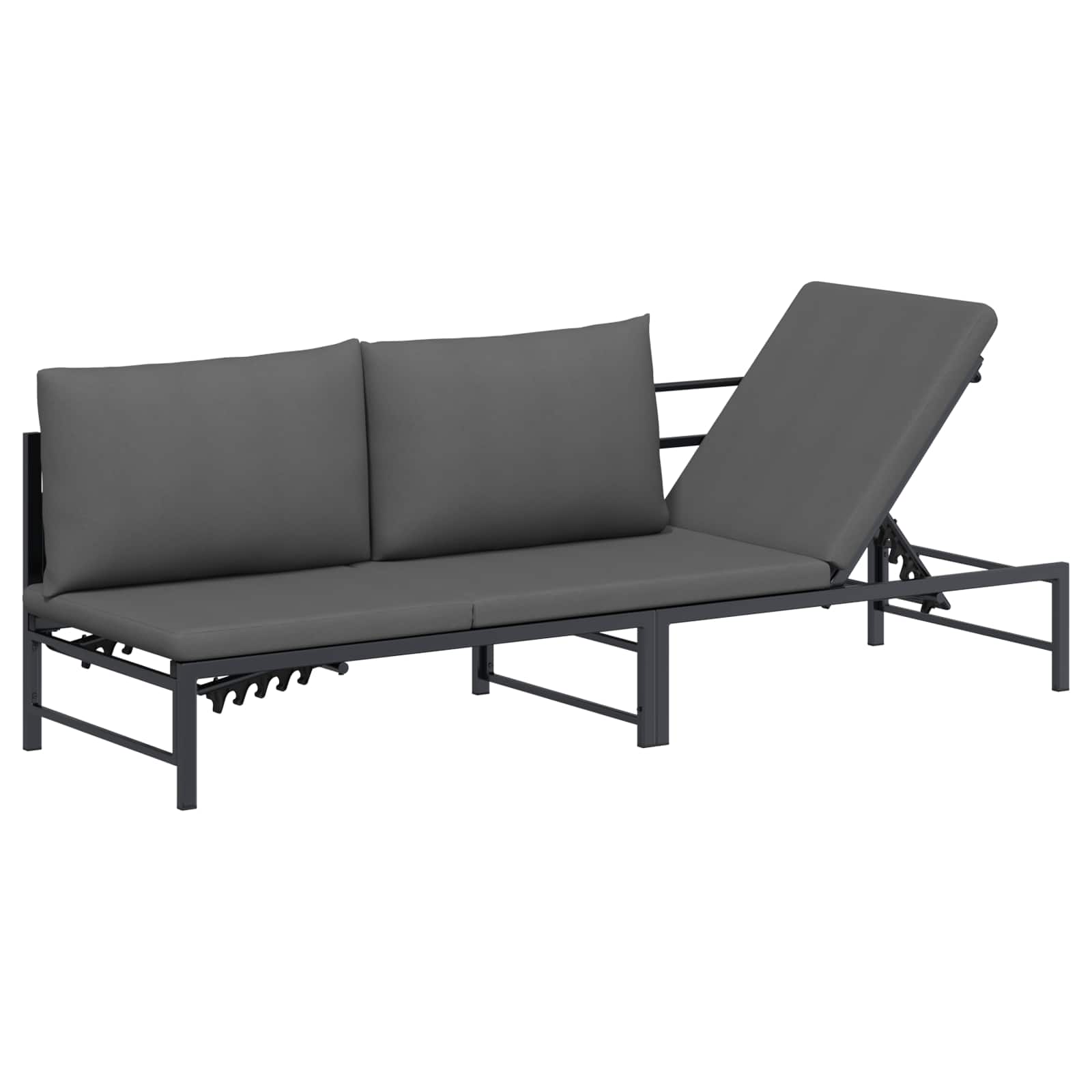 Suncobranska ležaljka za 3 osobe Crna 200 x 62 x 59,5 cm