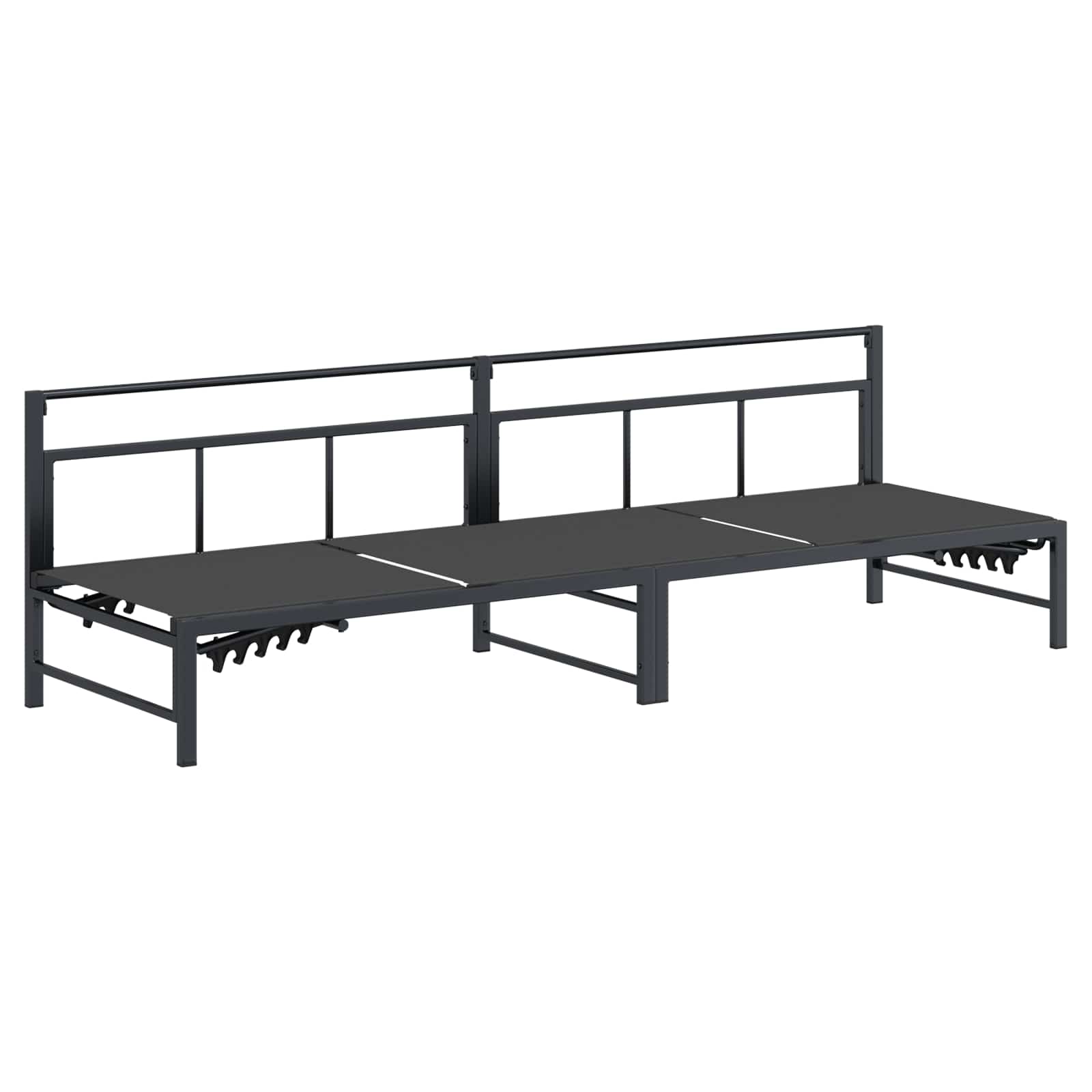 Suncobranska ležaljka za 3 osobe Crna 200 x 62 x 59,5 cm