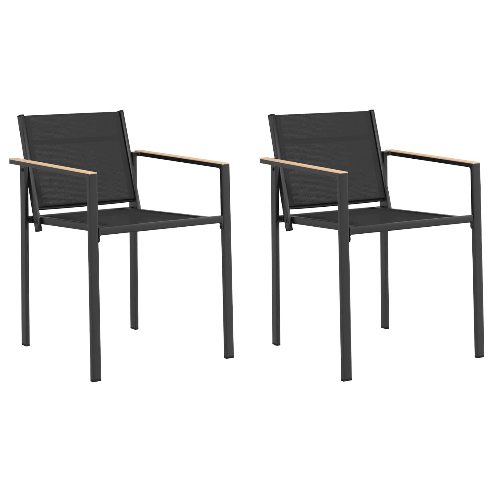Vrtne stolice 2 pcs Crna i antracit 53,5 x 59 x 77 cm