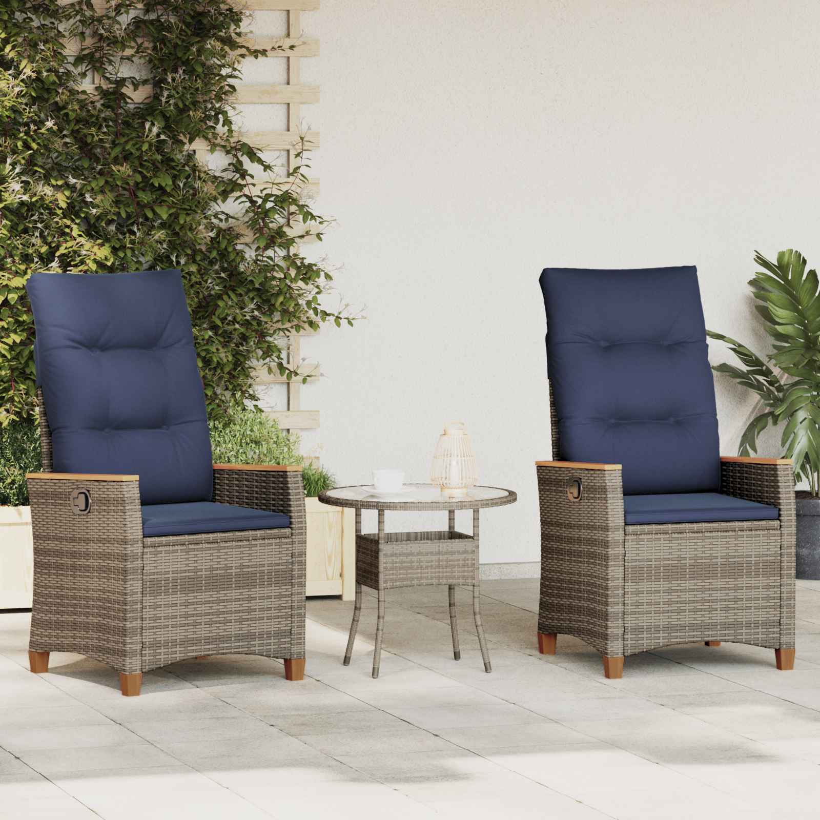Ležaljka u vrtu 2 pcs Siva i tamnoplava 64 x 57,5 x 112 cm
