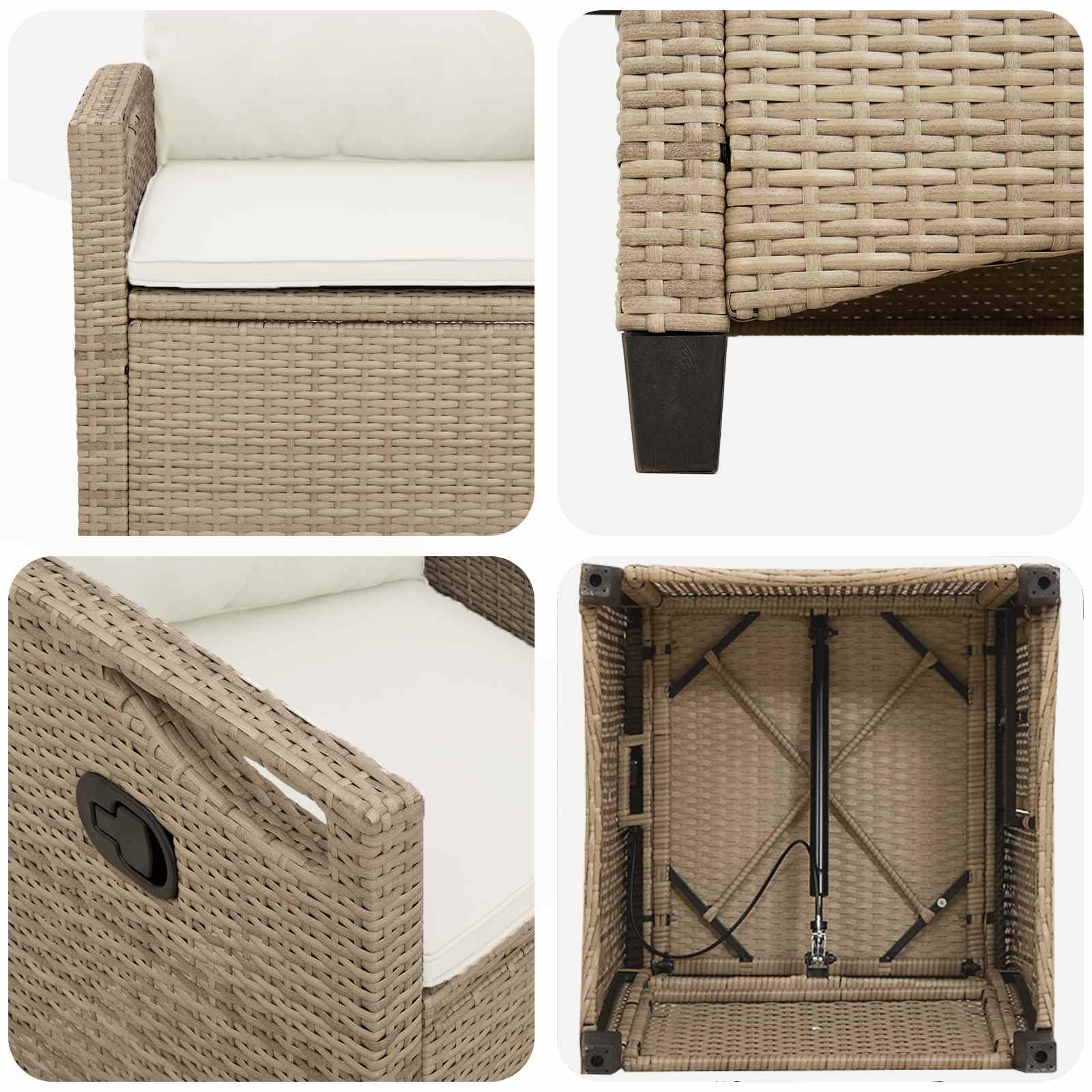 Vrtna stolica 2 pcs Bež i krema 56 x 60 x 112 cm