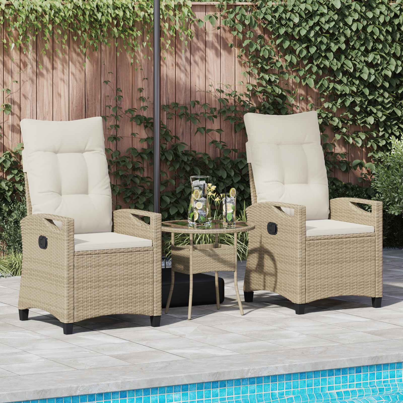 Vrtna stolica 2 pcs Bež i krema 56 x 60 x 112 cm