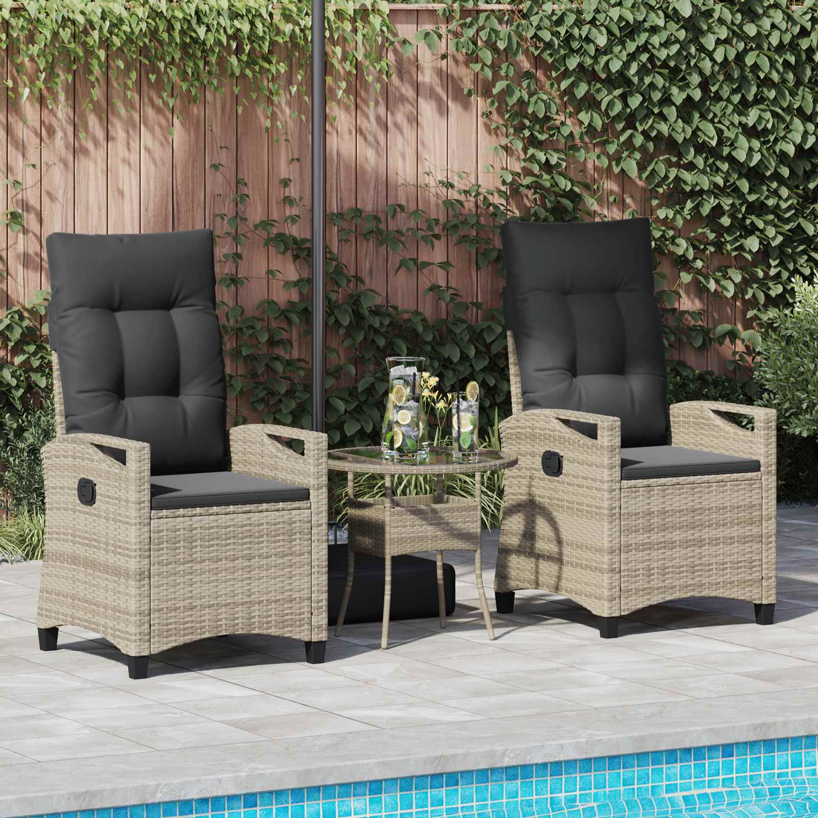 Vrtna stolica 2 pcs Svijetlo siva i tamno siva 56 x 60 x 112 cm