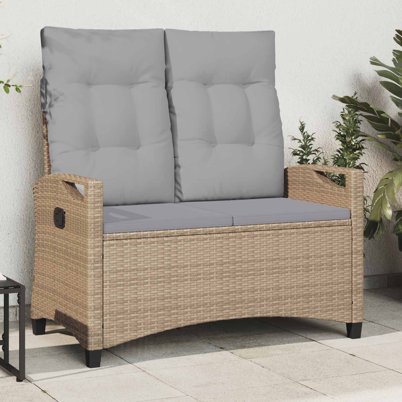 Vrtna klupa s jastukom Bež i svijetlo siva 105 x 60 x 112 cm