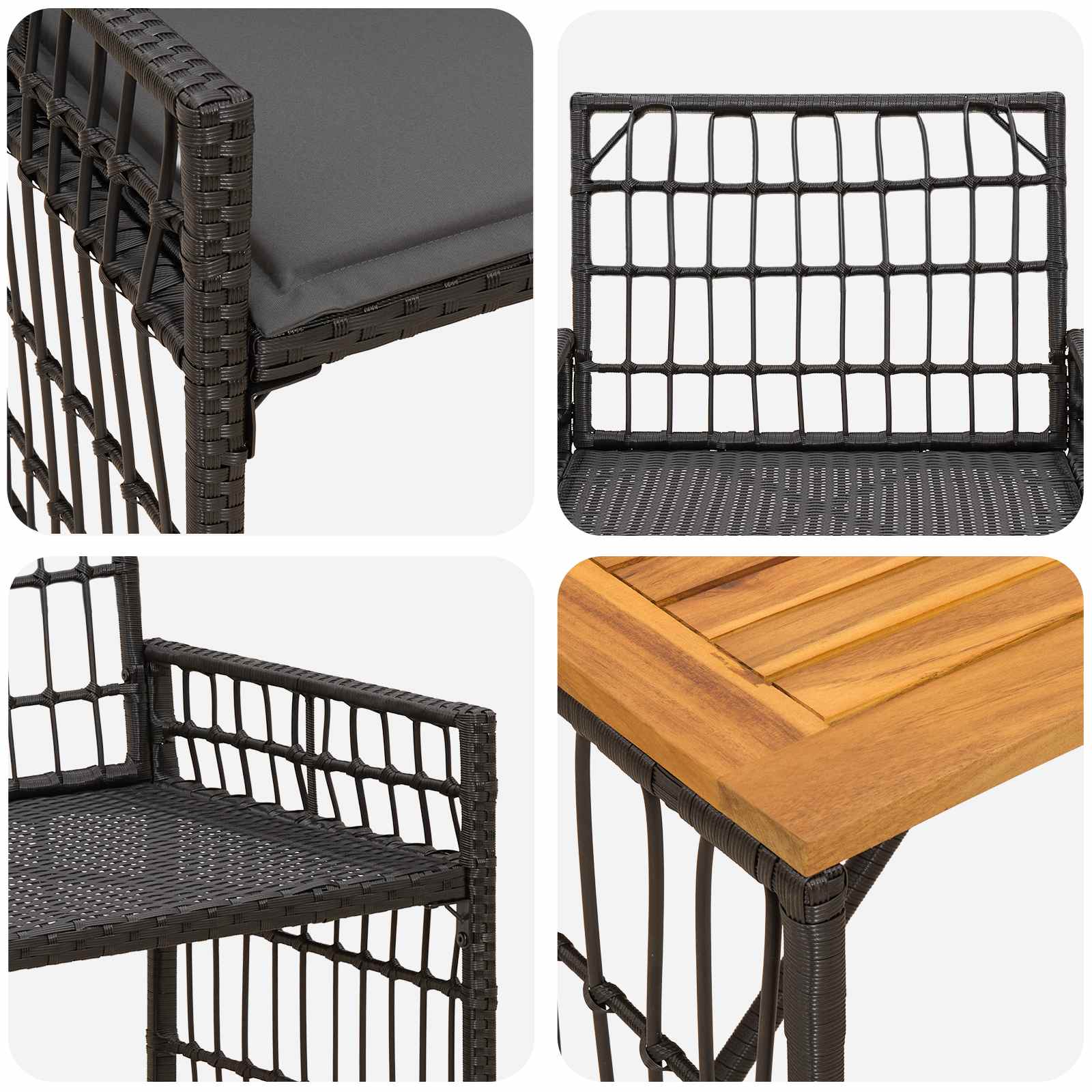 Set vanjskog namještaja 4 pcs Crna i tamno siva