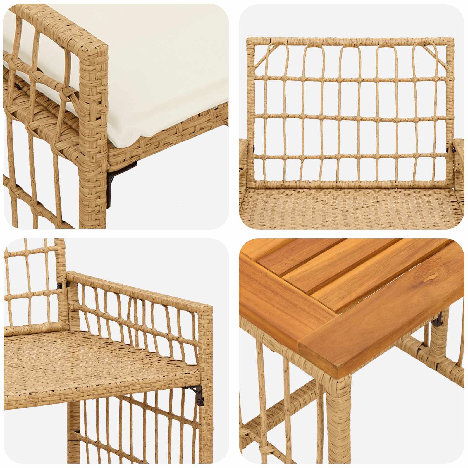 Set vanjskog namještaja 5 pcs Prirodna i krema bijela