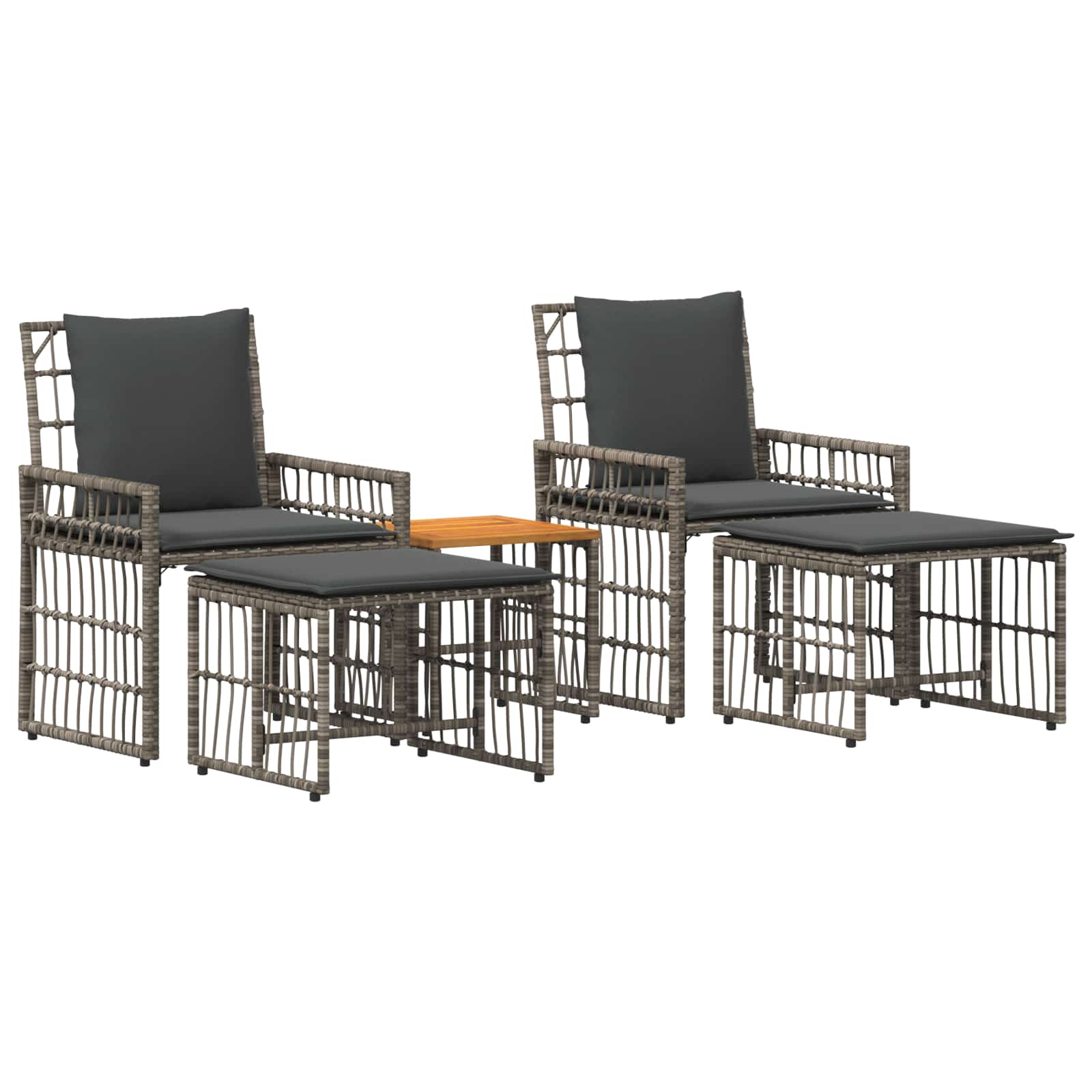 Set vanjskog namještaja 5 pcs Crna i tamno siva
