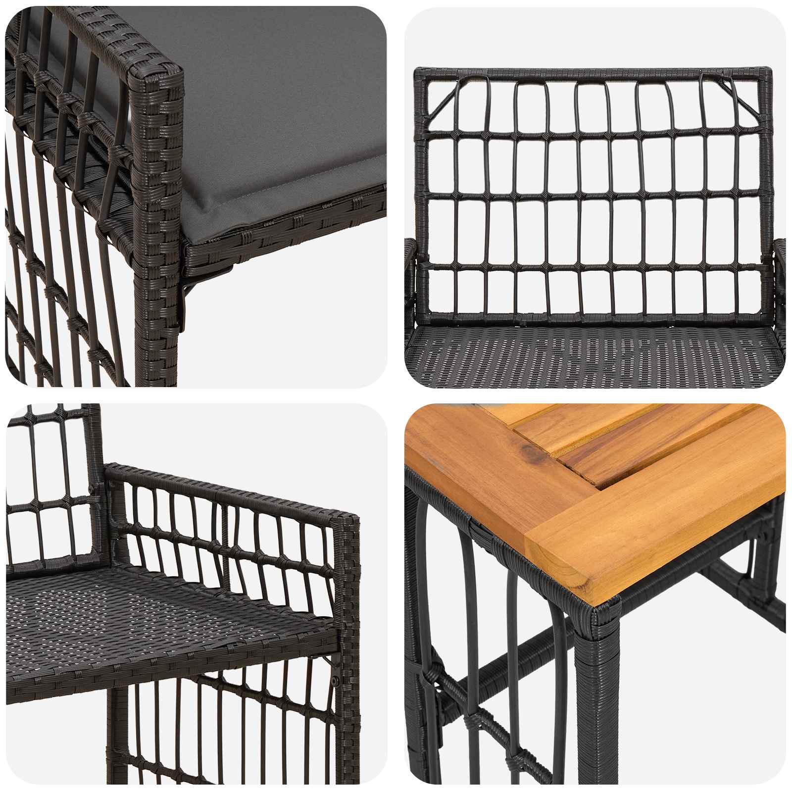 Set vanjskog namještaja 3 pcs Crna i tamno siva