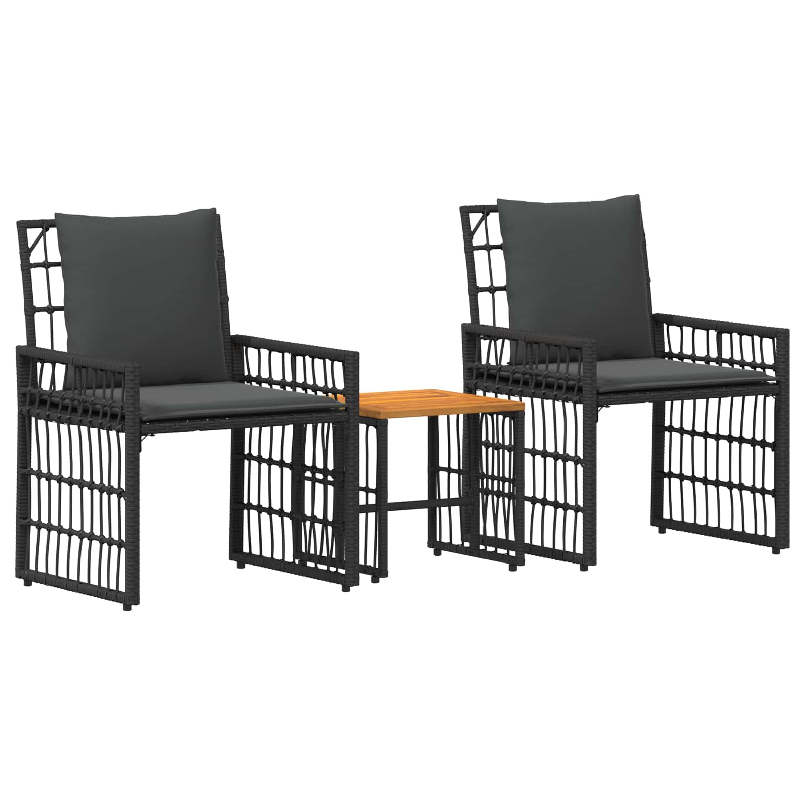 Set vanjskog namještaja 3 pcs Crna i tamno siva