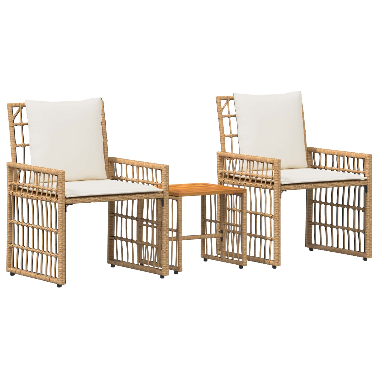 Set vanjskog namještaja 3 pcs Prirodna i krema bijela