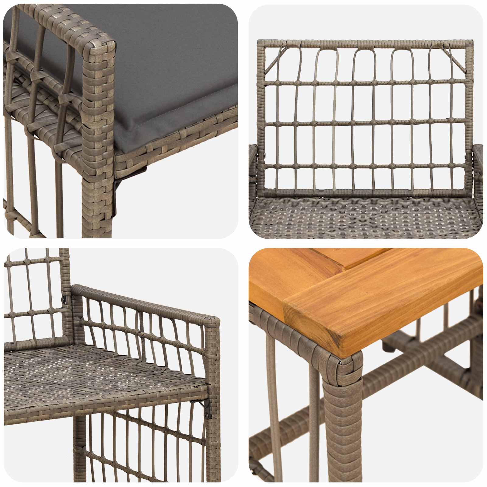Set vanjskog namještaja 3 pcs Crna i tamno siva