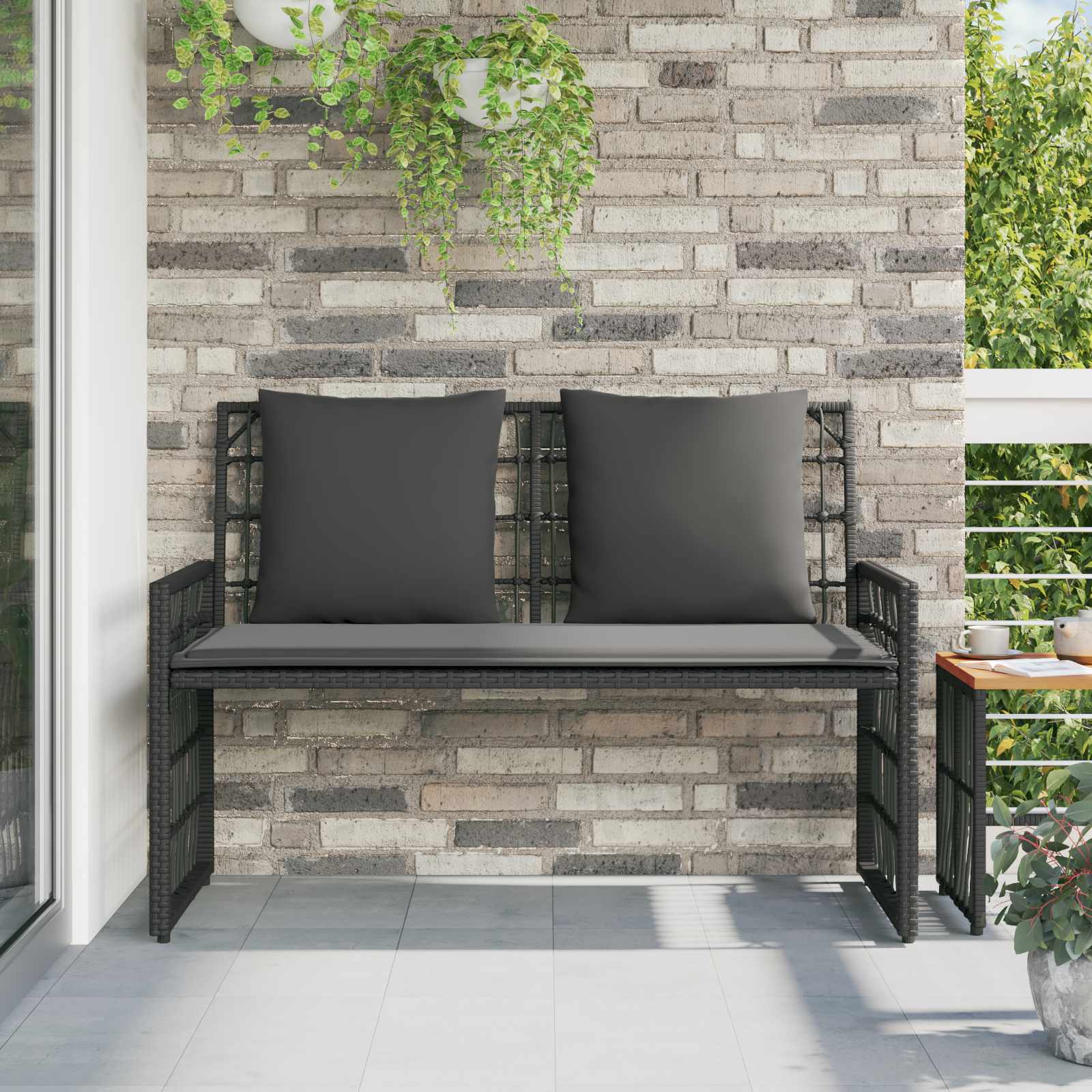 Vanjska klupa Jednobojno Crna i tamno siva 116 x 55 x 82 cm