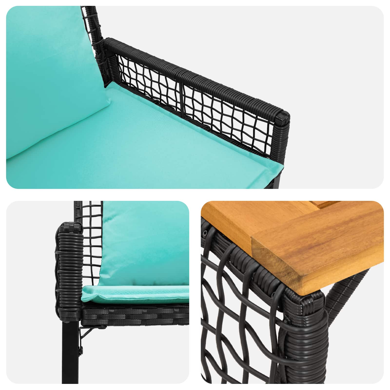Set vanjskog namještaja s jastukom 4 pcs Crna i Tirkizna
