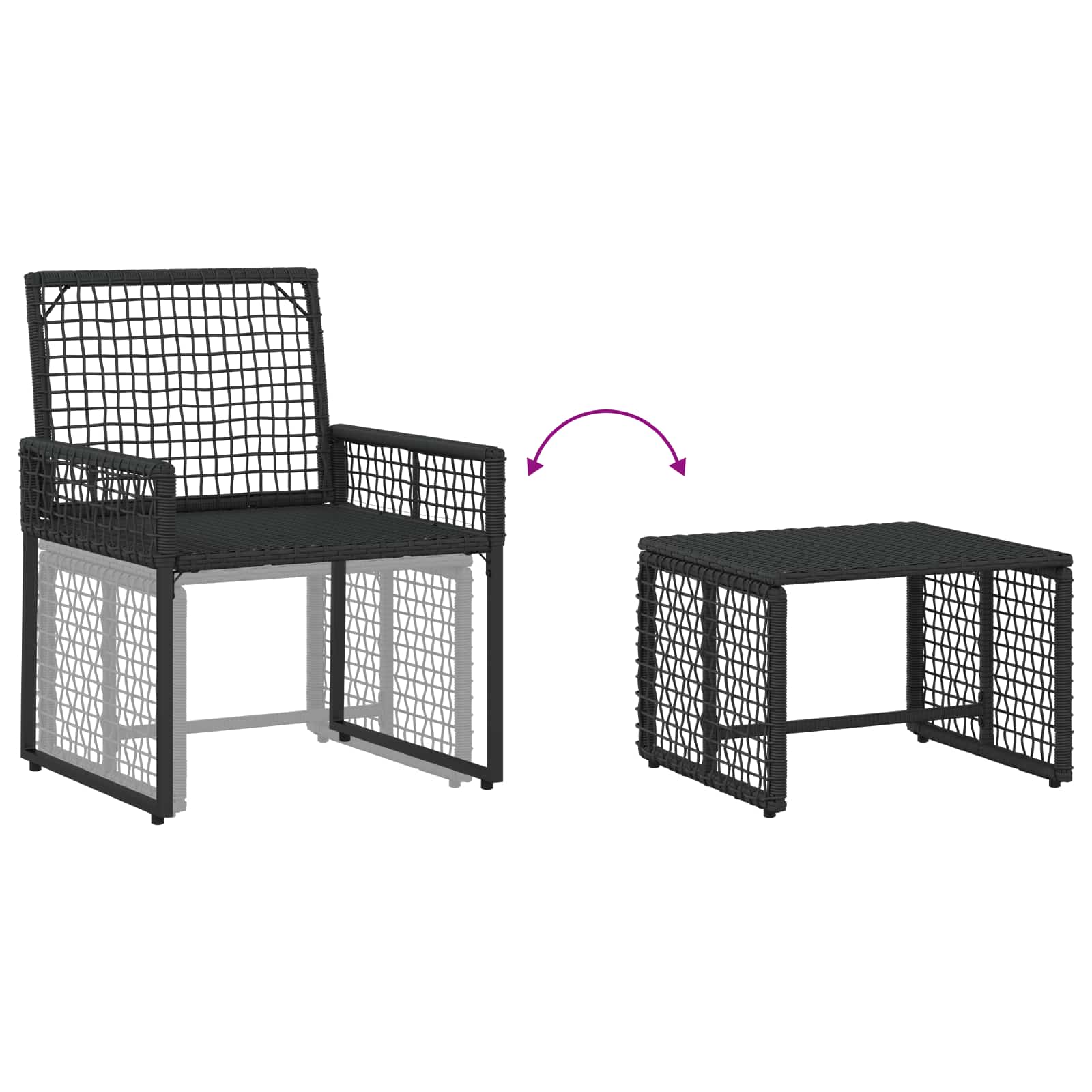 Set vanjskog namještaja s jastukom 5 pcs Crna i bijela