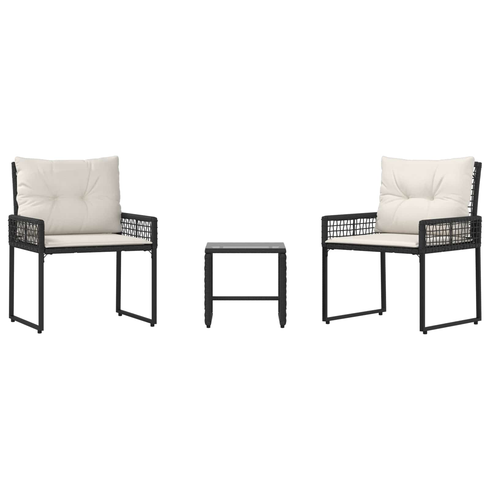 Set vanjskog namještaja s jastukom 3 pcs Crna i bijela
