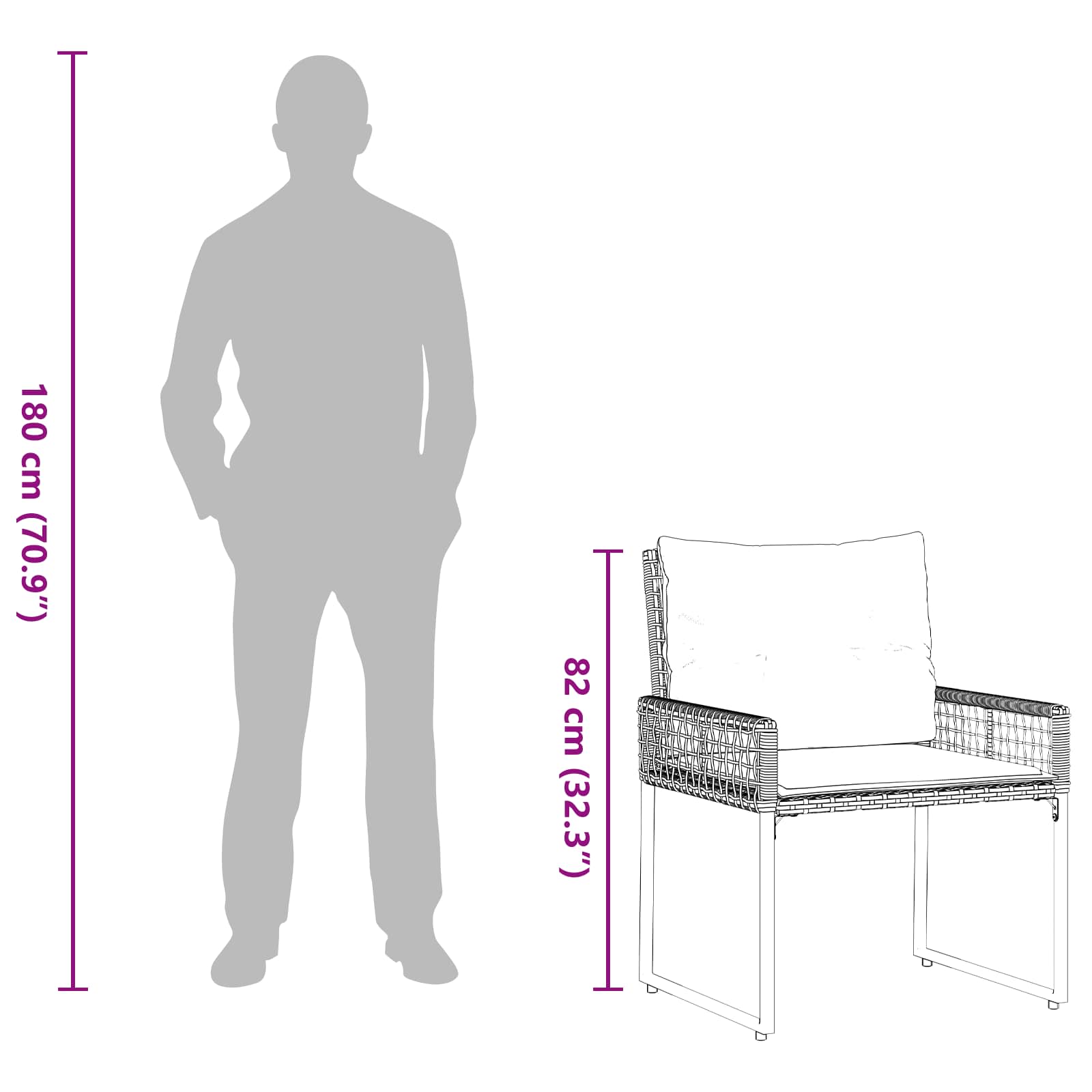 Set vanjskog namještaja s jastukom 3 pcs Crna i bijela