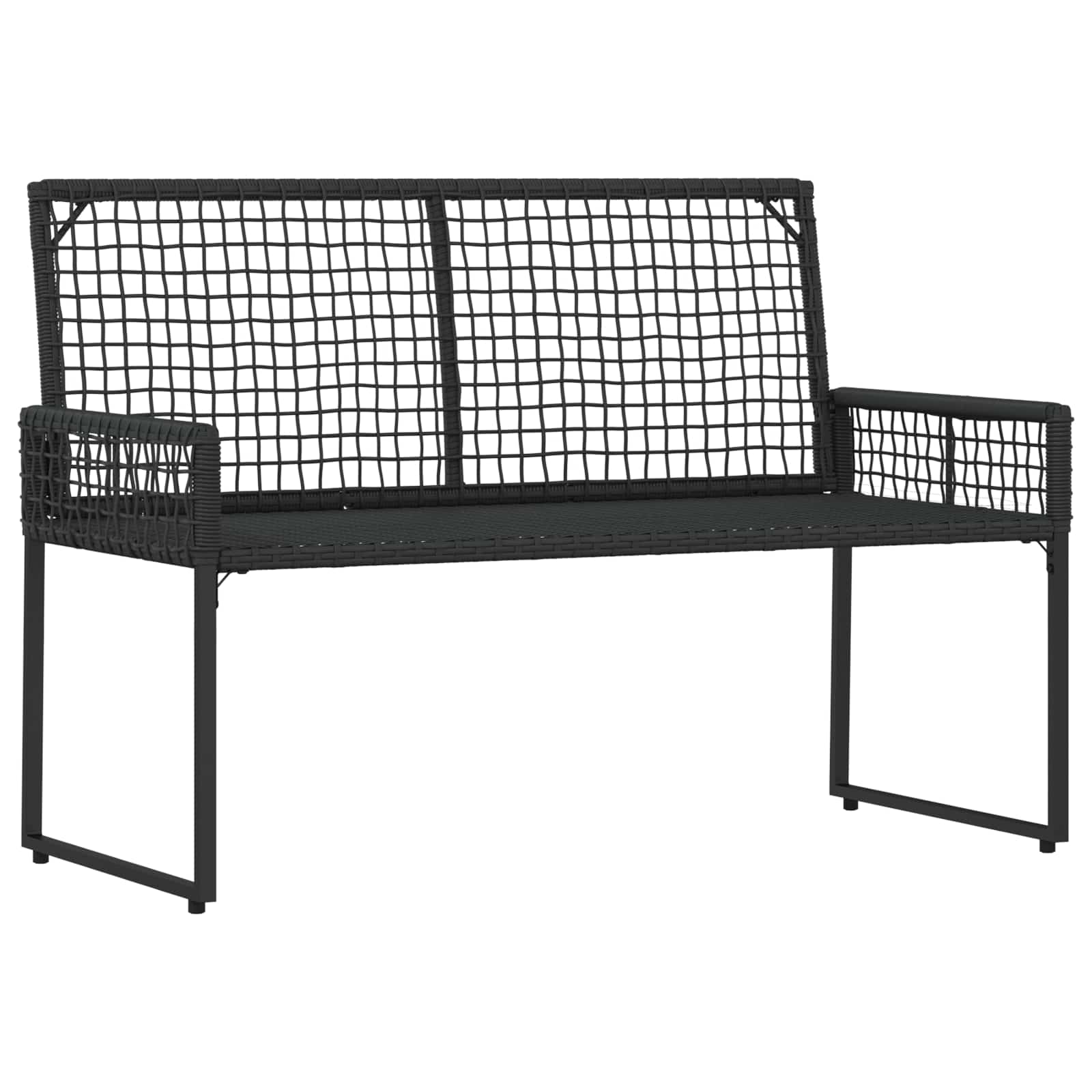 Vanjska klupa s jastukom Crna i krem-bijela 118 x 55 x 82 cm