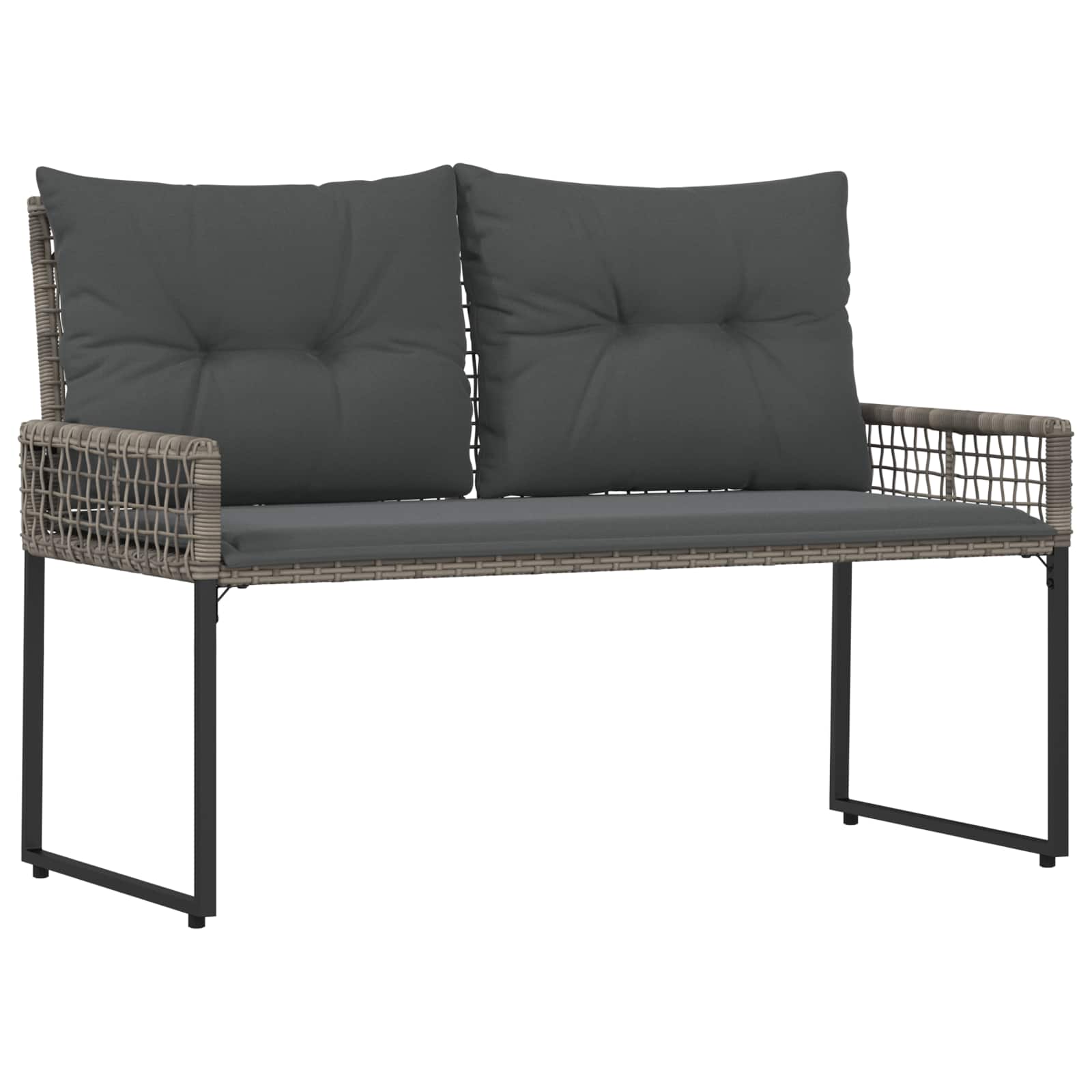 Vanjska klupa Sivi 118 x 55 x 82 cm PE Rattan i Tkanina
