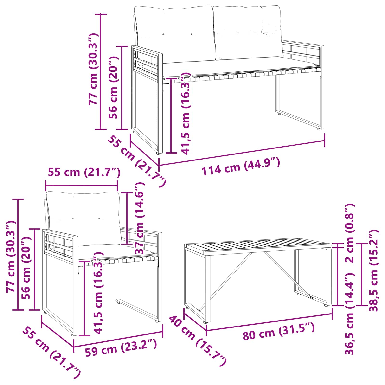 Set vanjskog namještaja s jastukom 4 pcs Tirkizna