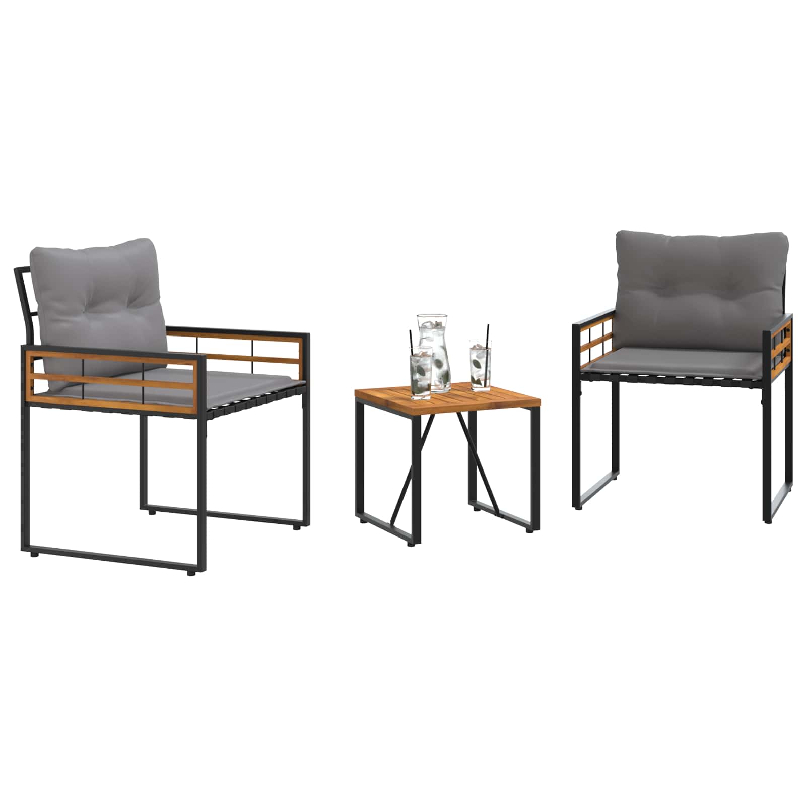 Set vanjskog namještaja s jastukom 3 pcs Svijetlo siva