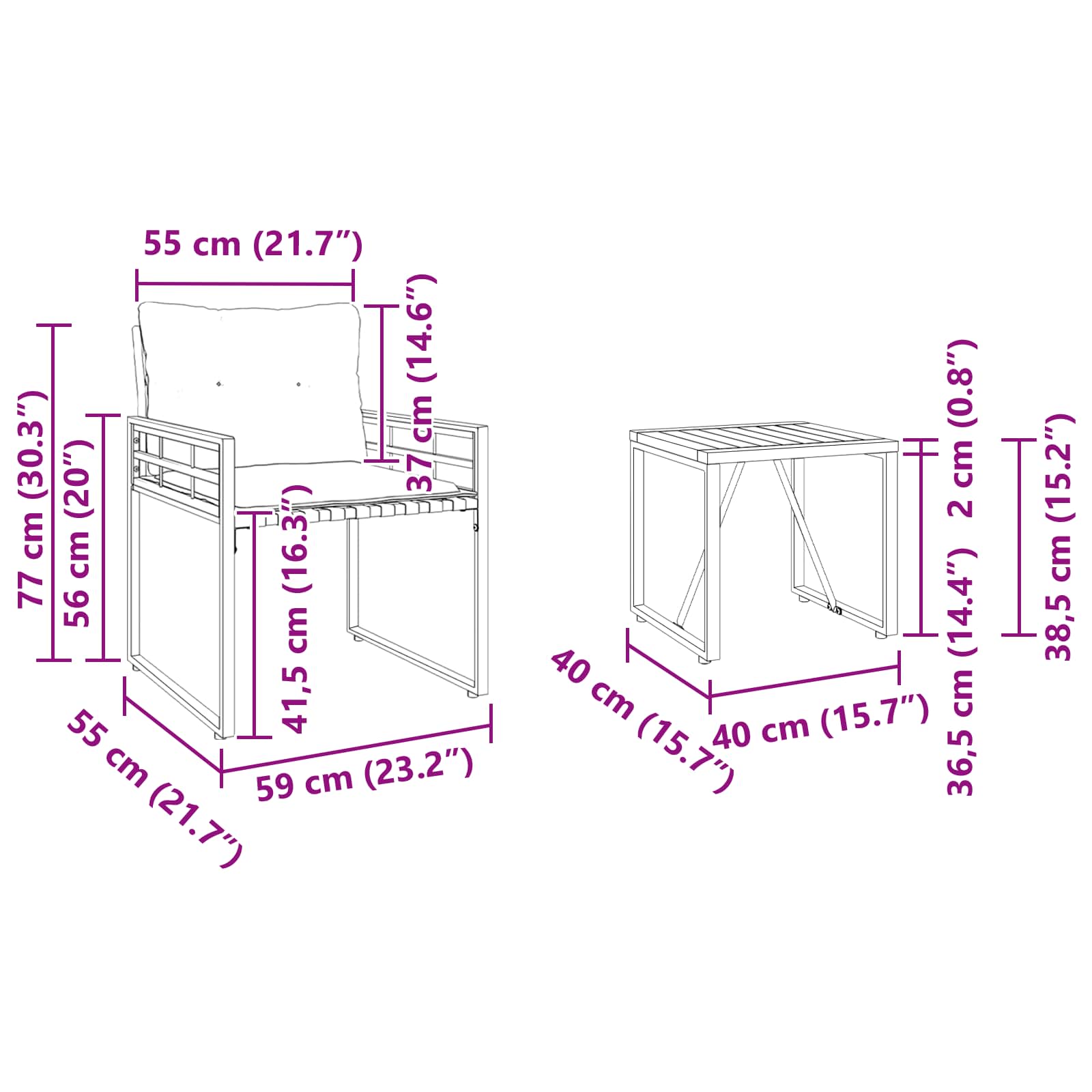 Set vanjskog namještaja s jastukom 3 pcs Tirkizna