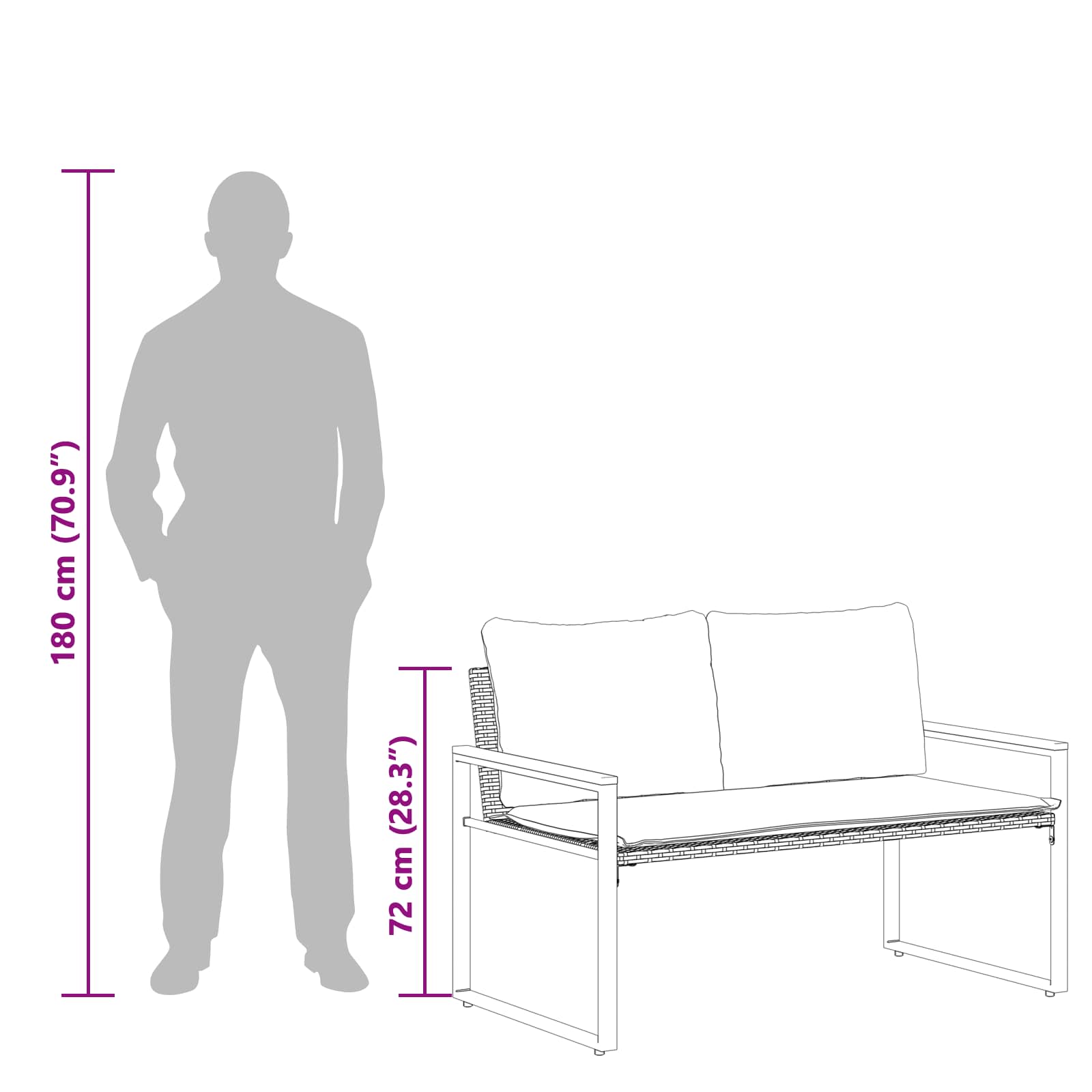 klupa s jastukom Crna i krem-bijela 115 x 65 x 72 cm Ratan