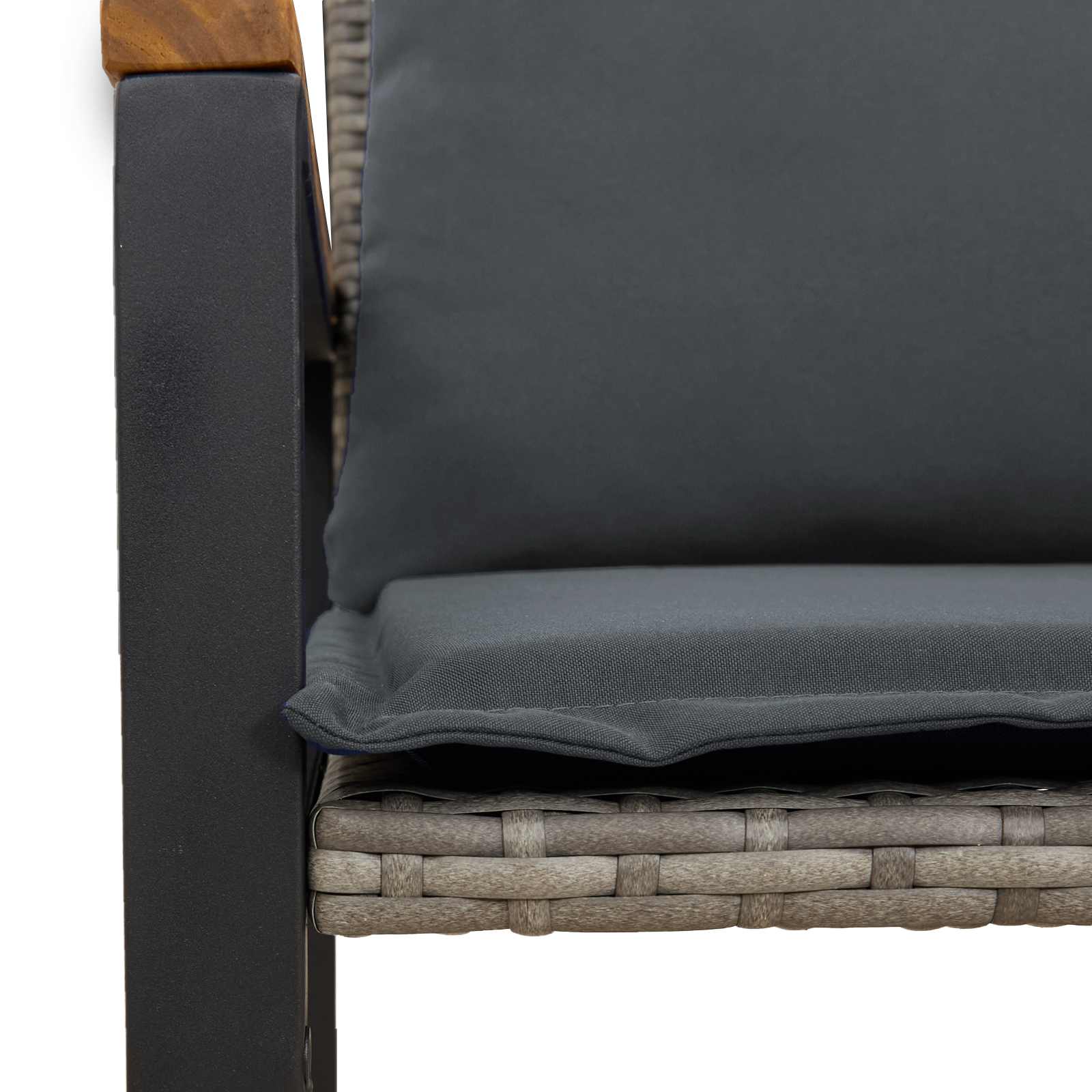 klupa s jastukom Siva i tamno siva 115 x 65 x 72 cm Ratan