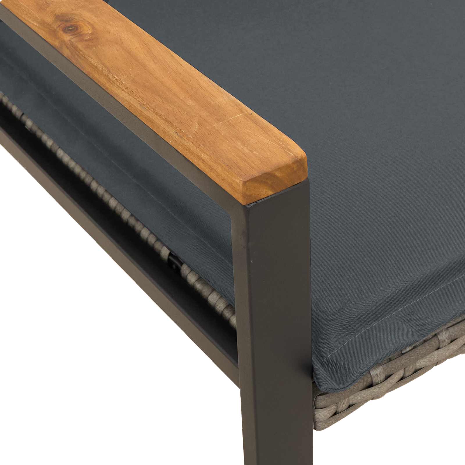 klupa s jastukom Siva i tamno siva 115 x 65 x 72 cm Ratan