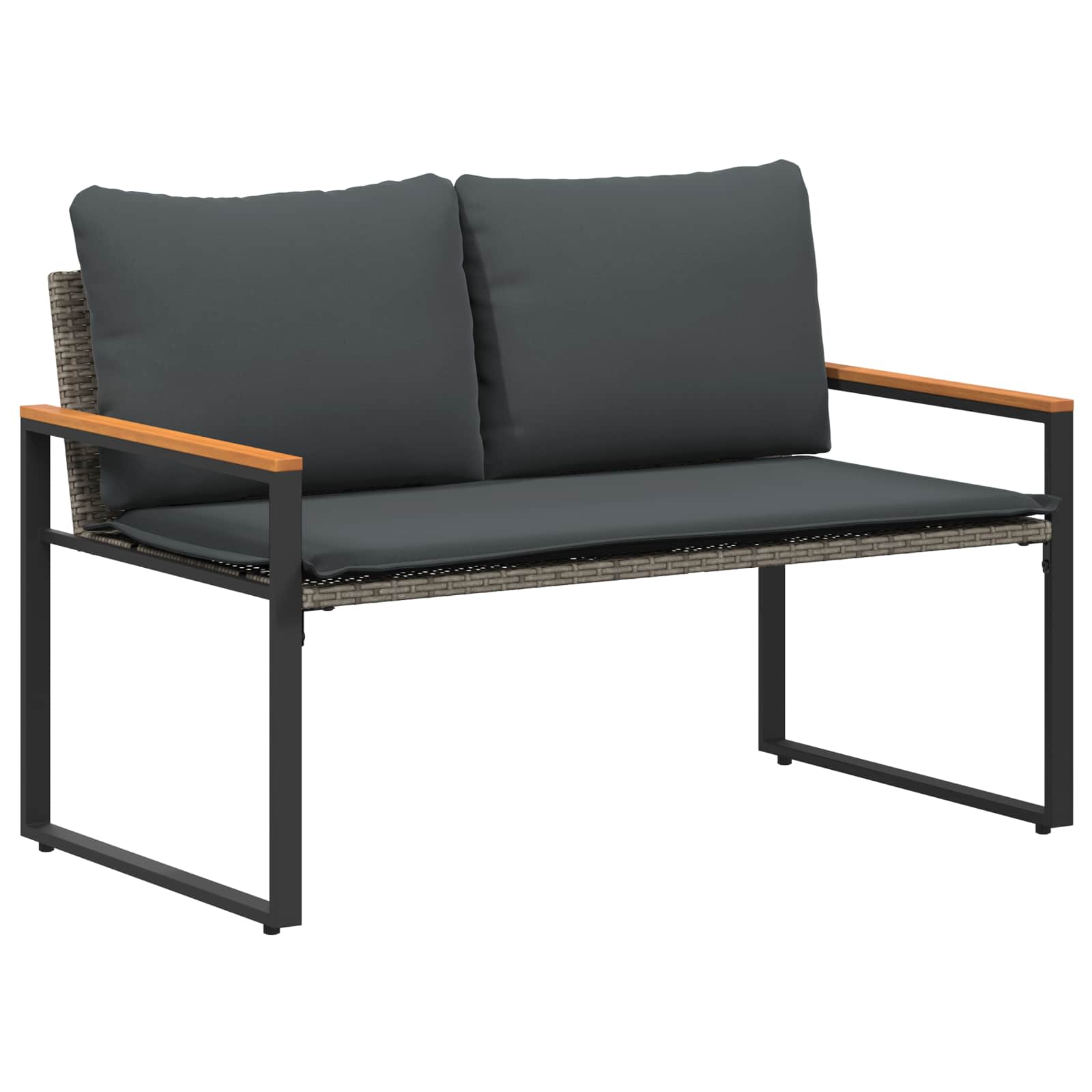 klupa s jastukom Siva i tamno siva 115 x 65 x 72 cm Ratan