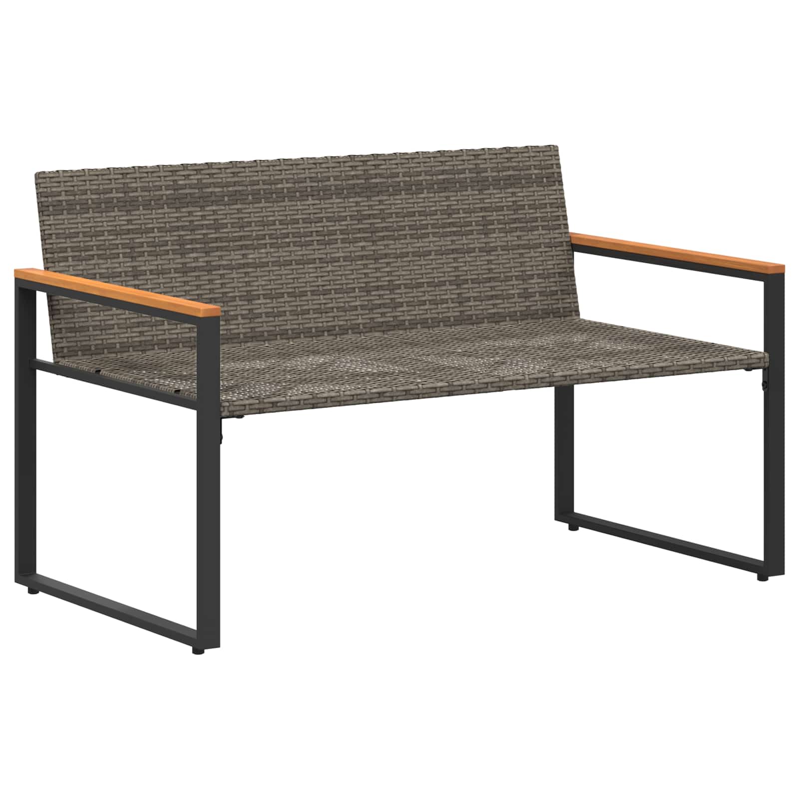 klupa s jastukom Siva i tamno siva 115 x 65 x 72 cm Ratan