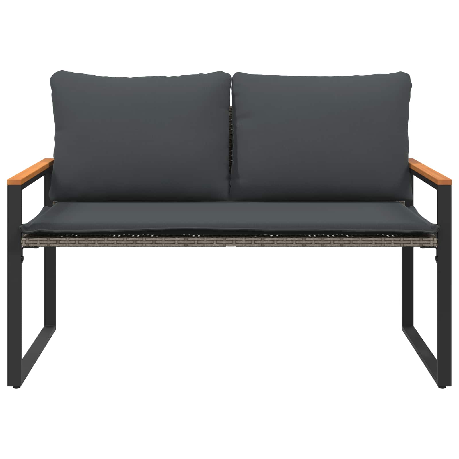 klupa s jastukom Siva i tamno siva 115 x 65 x 72 cm Ratan