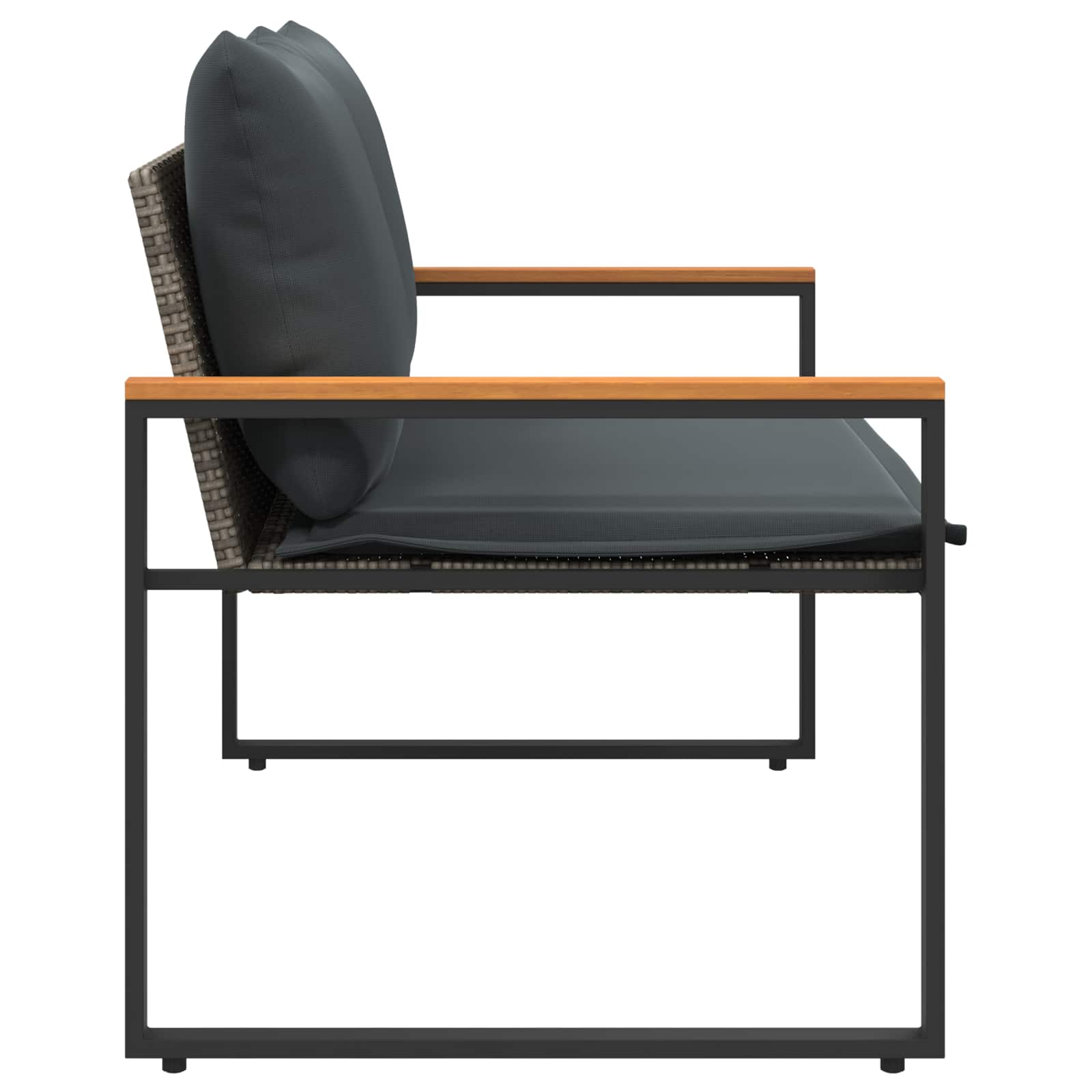 klupa s jastukom Siva i tamno siva 115 x 65 x 72 cm Ratan