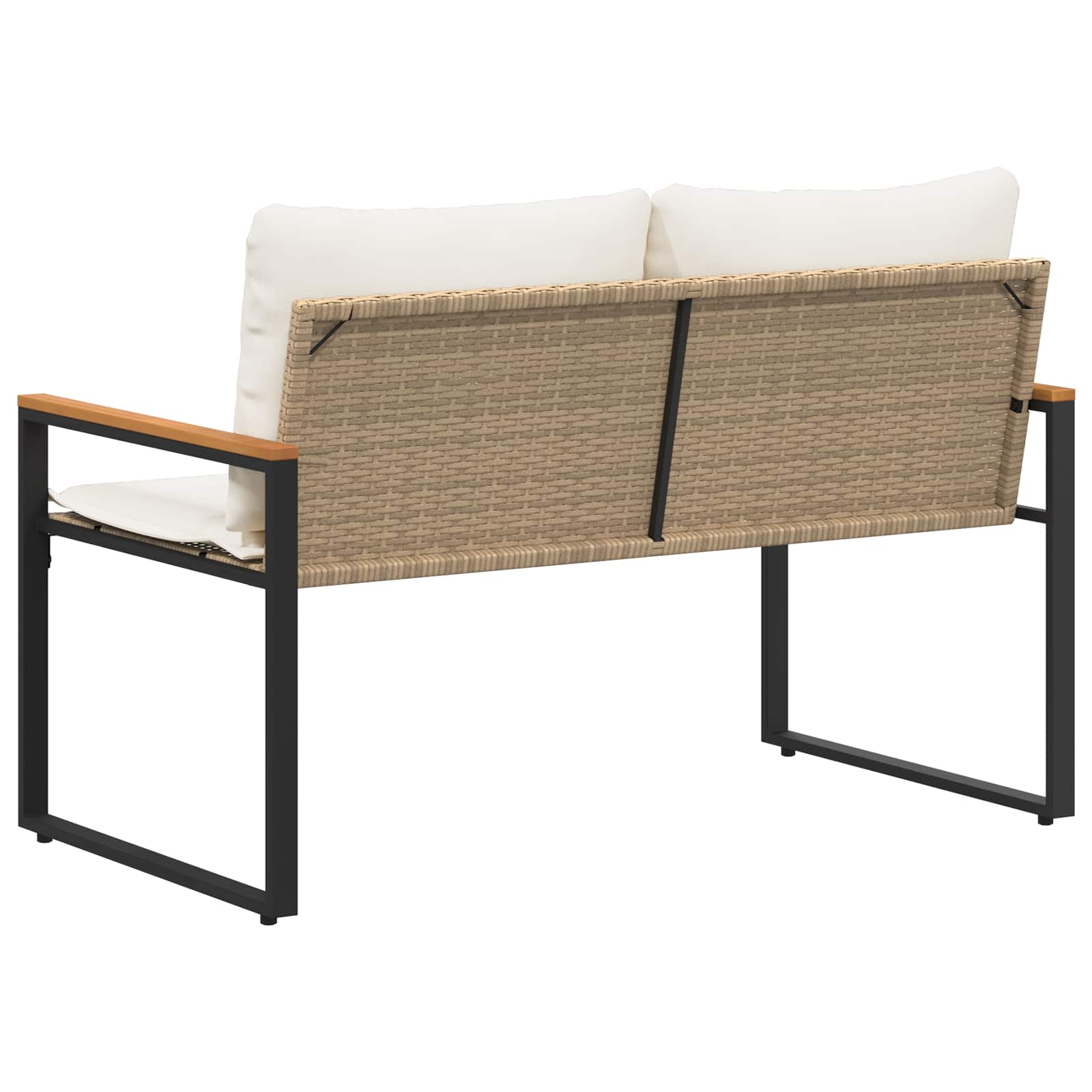 klupa s jastukom Bež i krem bijela 115 x 65 x 72 cm Ratan