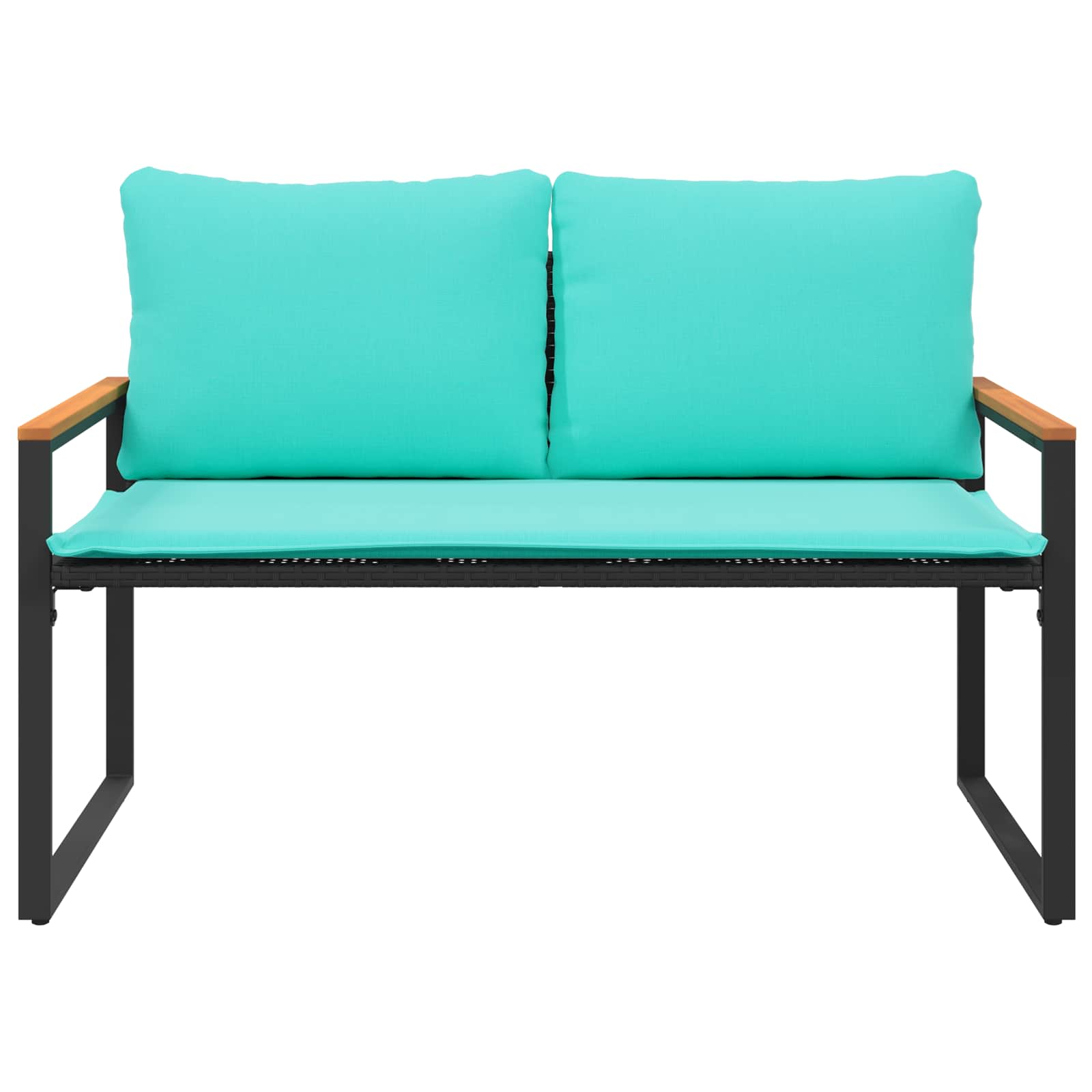 klupa s jastukom Crna i Tirkizna 115 x 65 x 72 cm Ratan