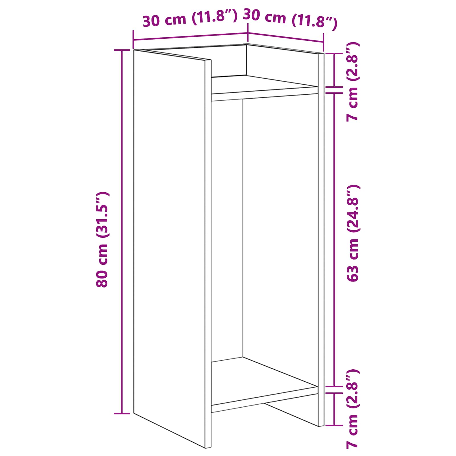 Stalak za biljke Crni Hrast 30 x 30 x 80 cm Konstrukcijsko drvo