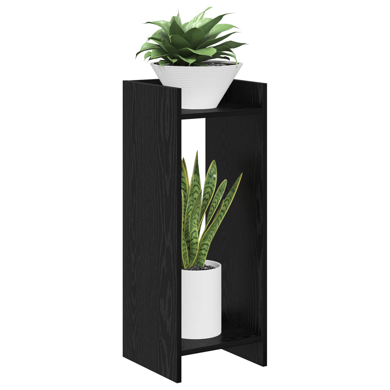 Stalak za biljke s policom 2 pcs Crni Hrast 30 x 30 x 80 cm