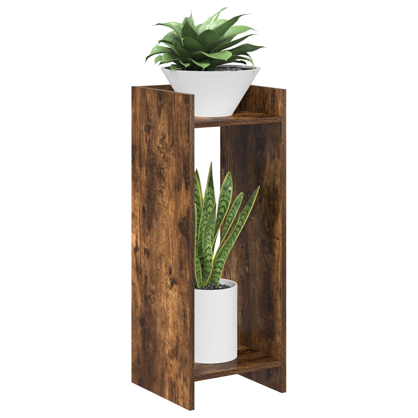 Stalak za biljke s policom 2 pcs Dimljeni Hrast 30 x 30 x 80 cm