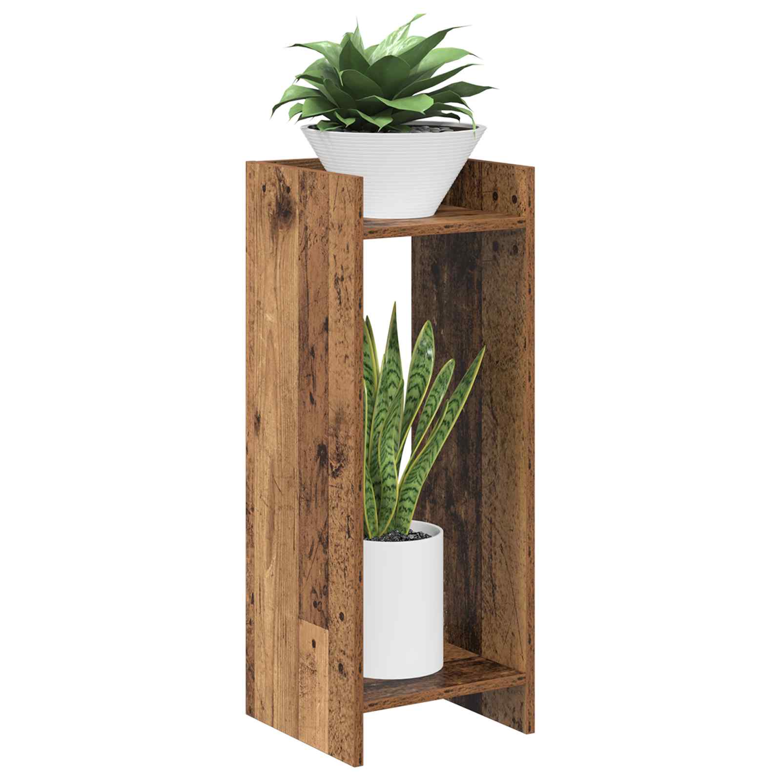 Stalak za biljke s policom 2 pcs Staro drvo 30 x 30 x 80 cm
