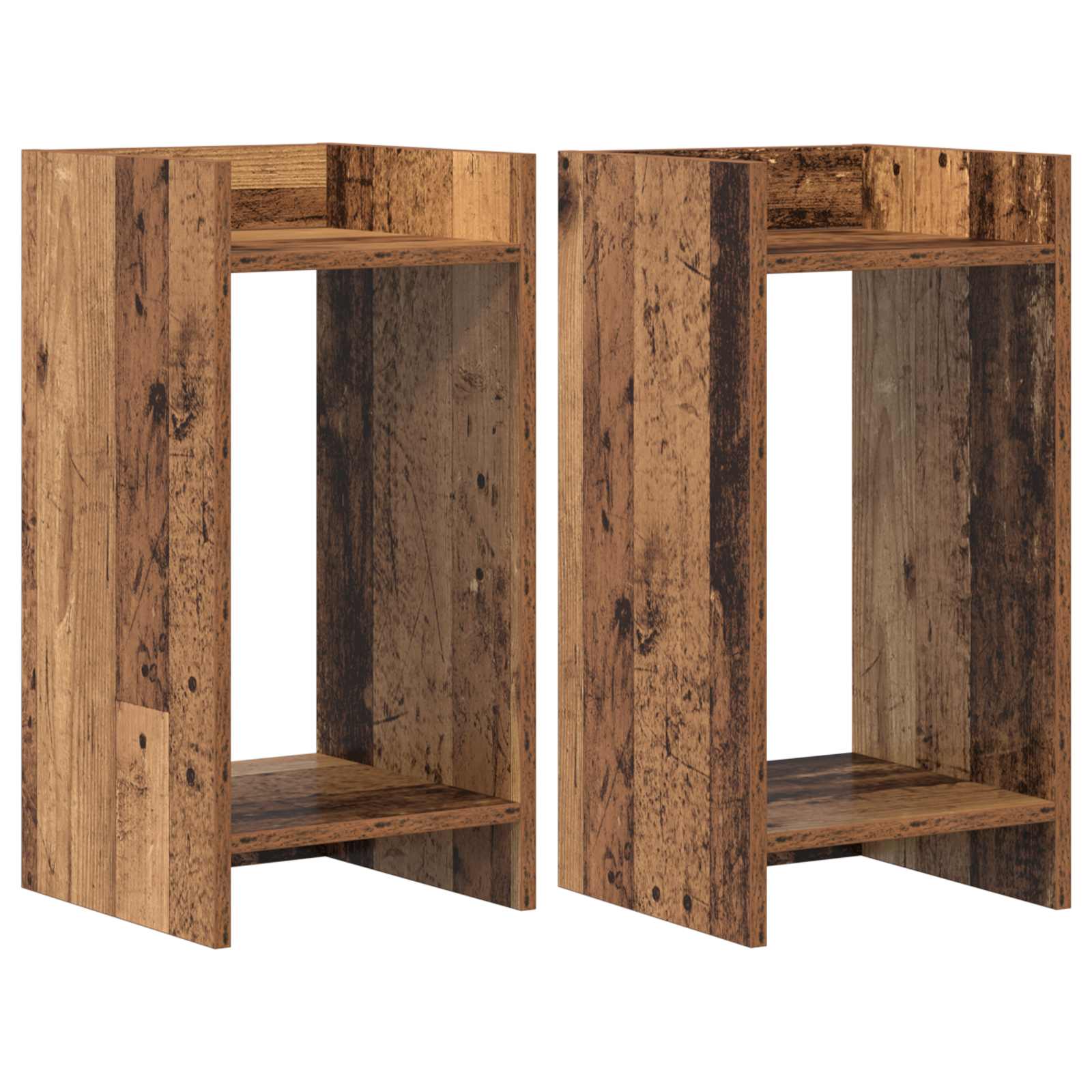 Stalak za biljke s policom 2 pcs Staro drvo 30 x 30 x 60 cm