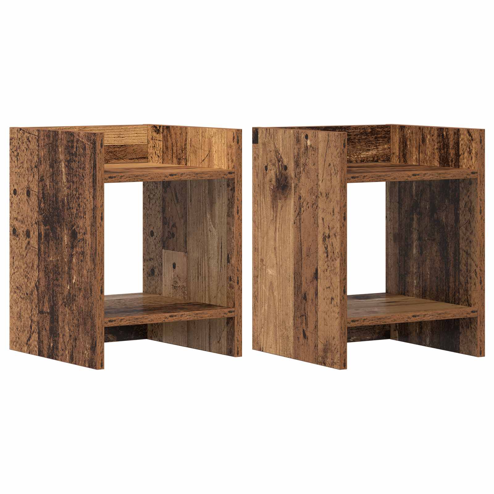 Stalak za biljke s policom 2 pcs Staro drvo 30 x 30 x 40 cm