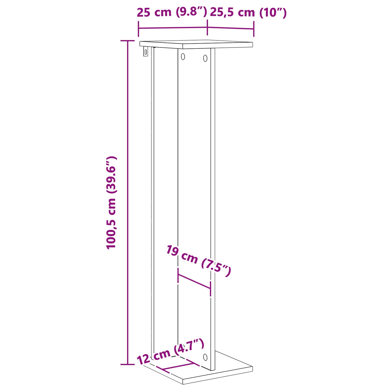 Stalak za biljke Zanatski Hrast 25 x 25,5 x 100,5 cm